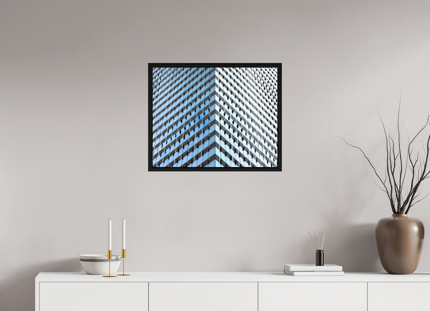 25 x 20″, Floater Frame Glass Facade