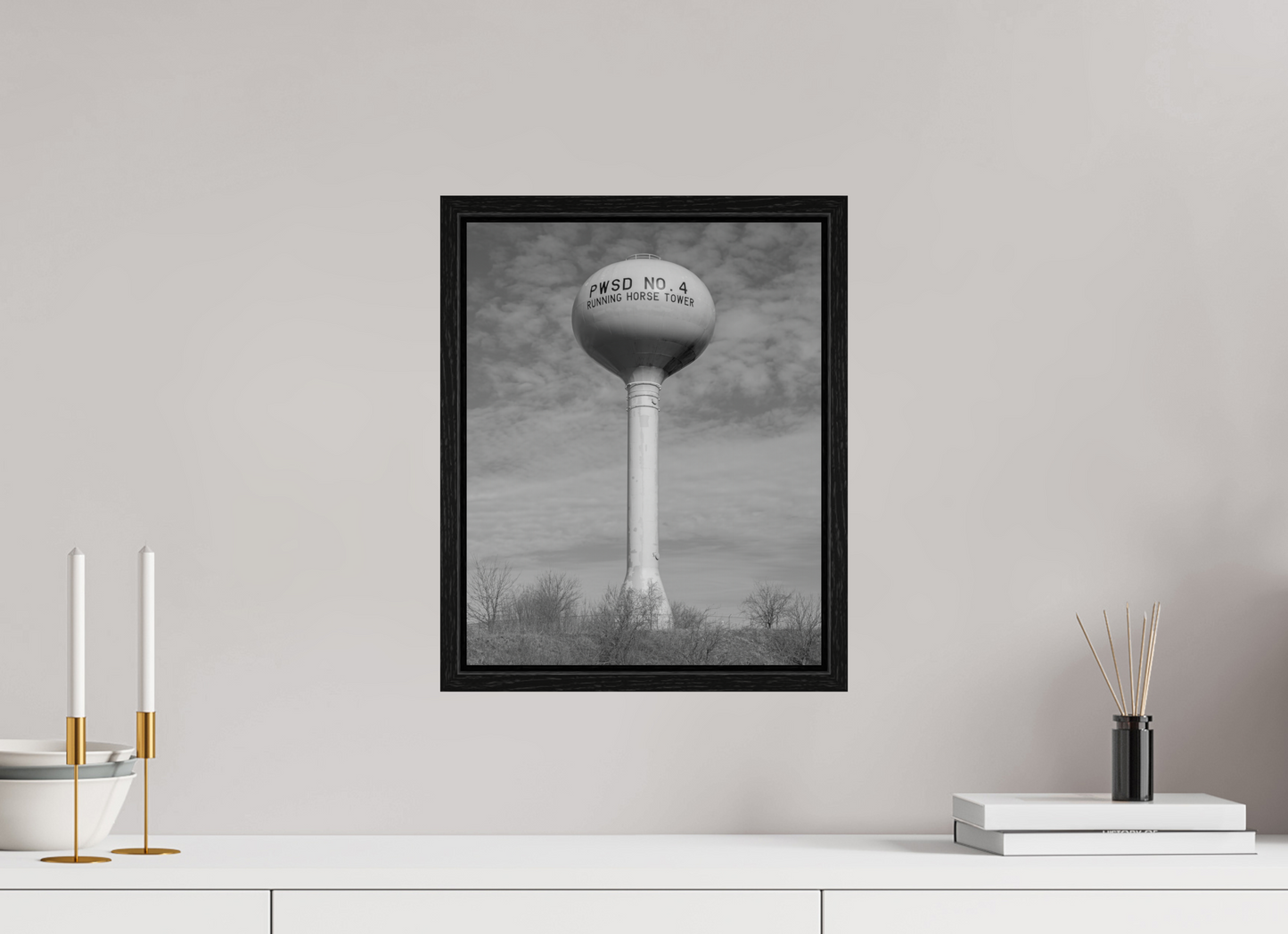 12 x 15″, Floater Frame Running Horse Water Tower