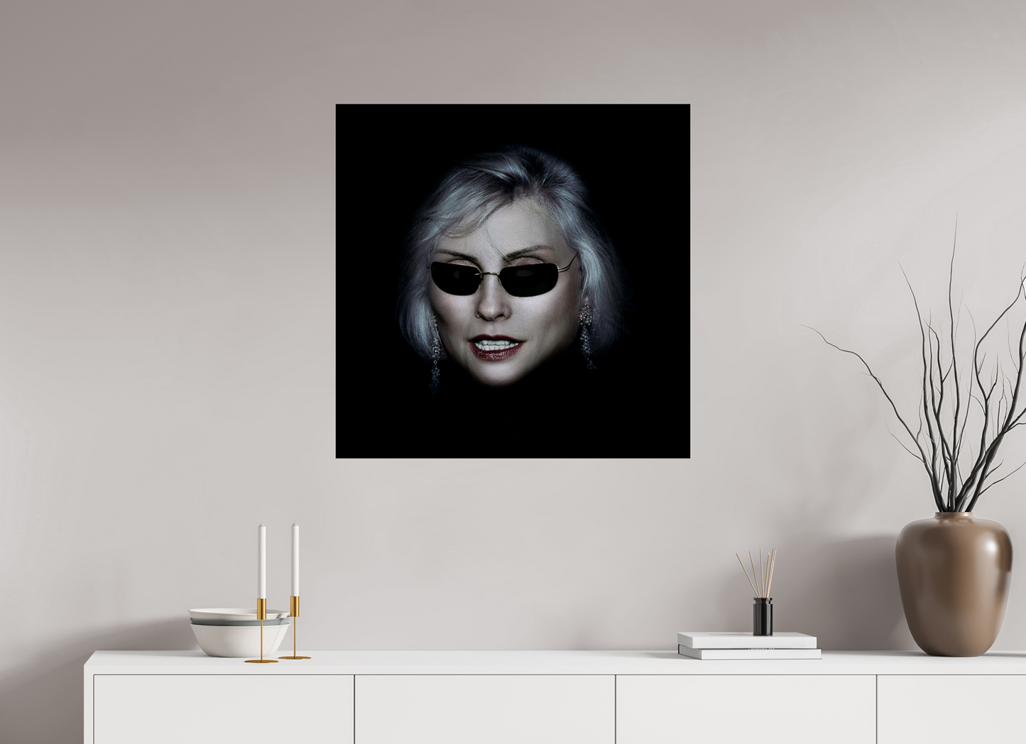 30 x 30″, Frameless Acrylic Glass Debbie Harry Wearing Glasses
