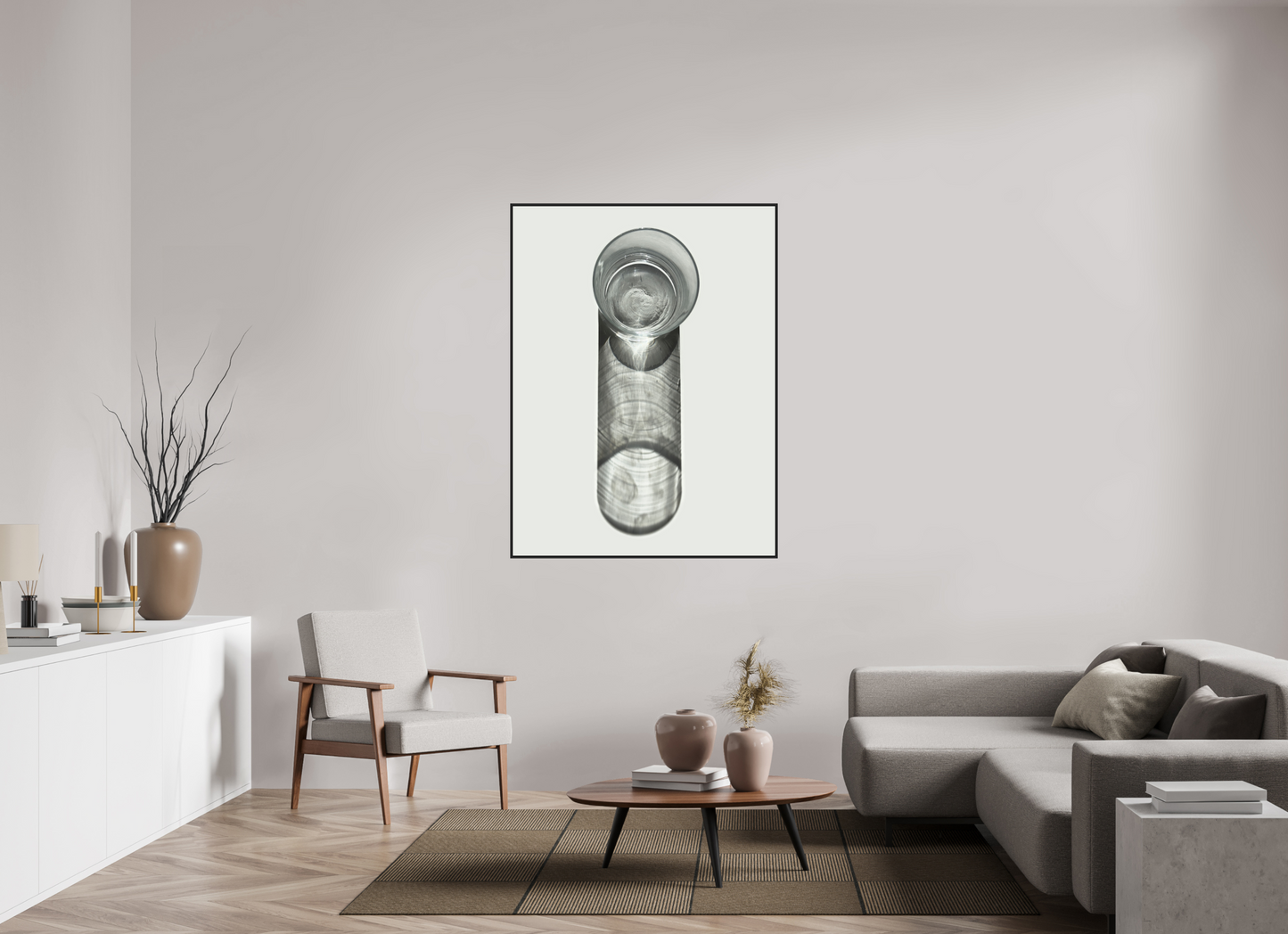 42 x 56″, Black Matte Frame, No Border Water Glass with Shadow