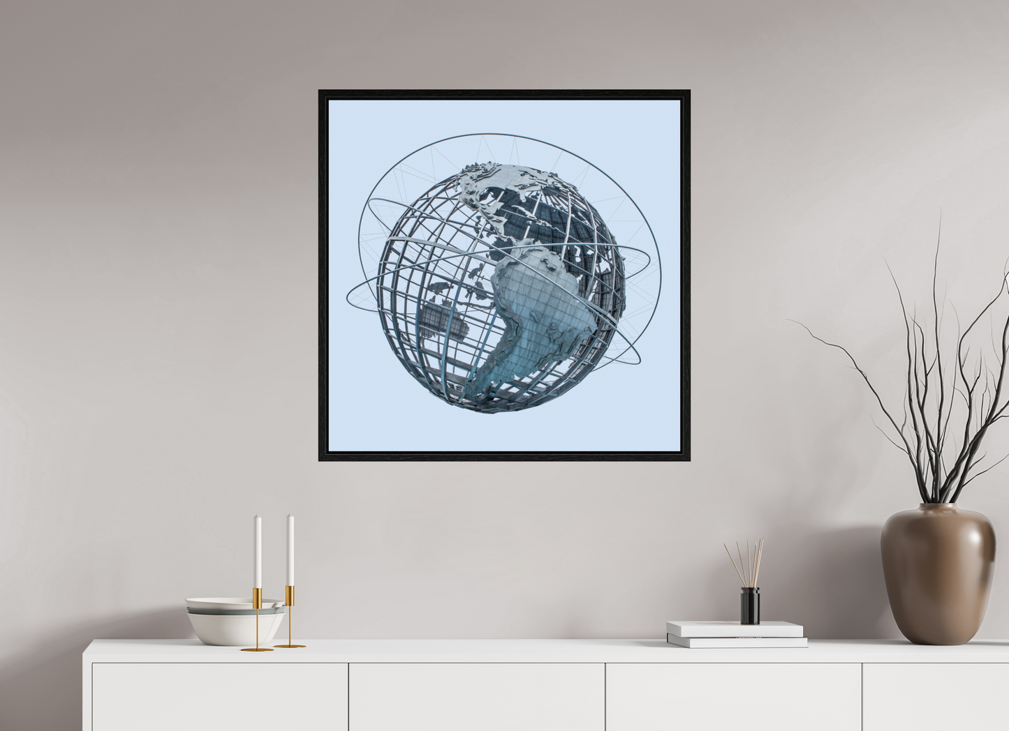 30 x 30″, Floater Frame Unisphere