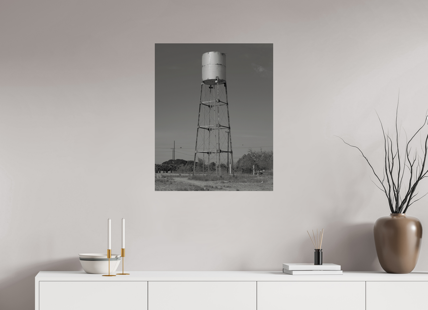 24 x 30″, Frameless Acrylic Glass Cylinder Water Tower