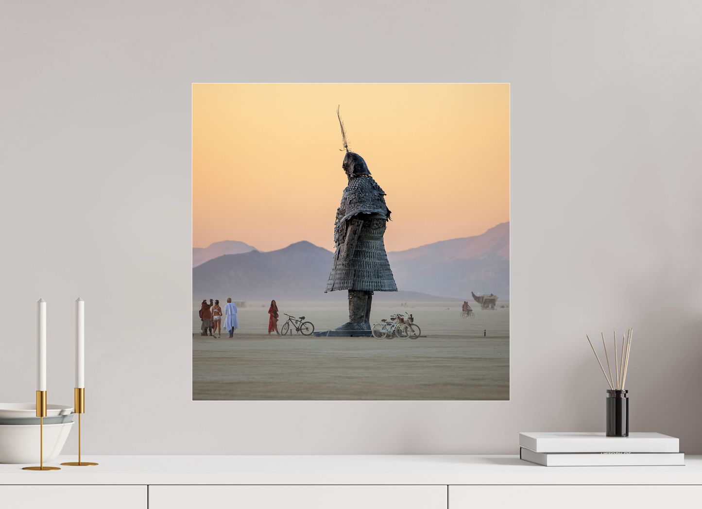 20 x 20″, Frameless Acrylic Glass Burning Man - The Samurai with Admirer
