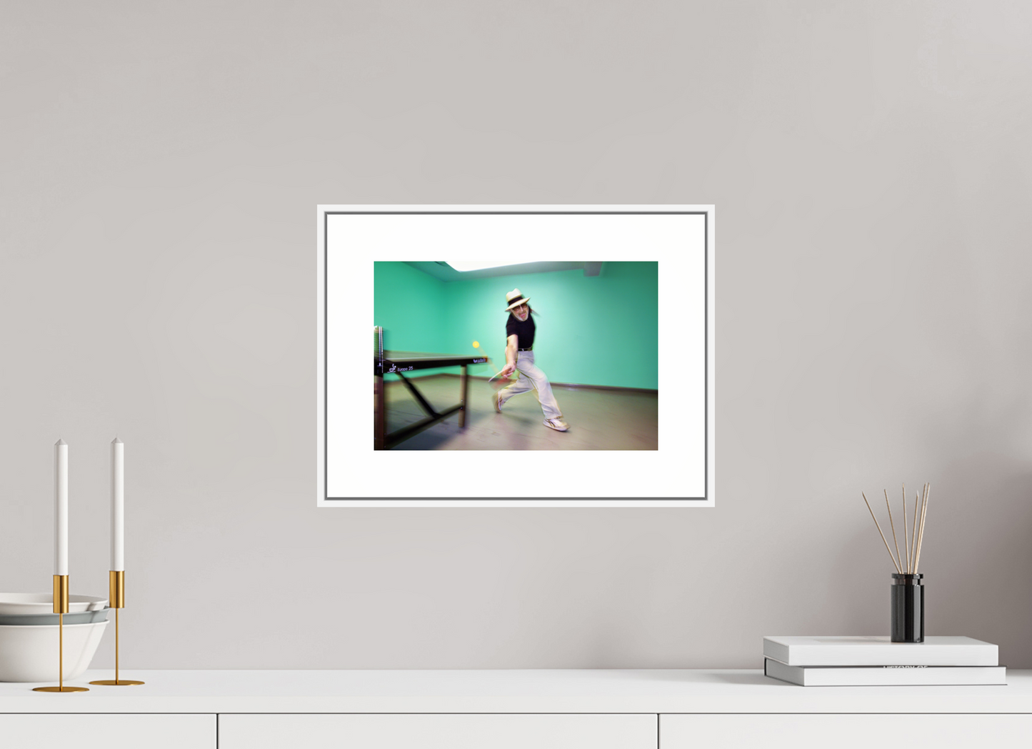 12 x 8″, White Matte Frame Marty Reisman