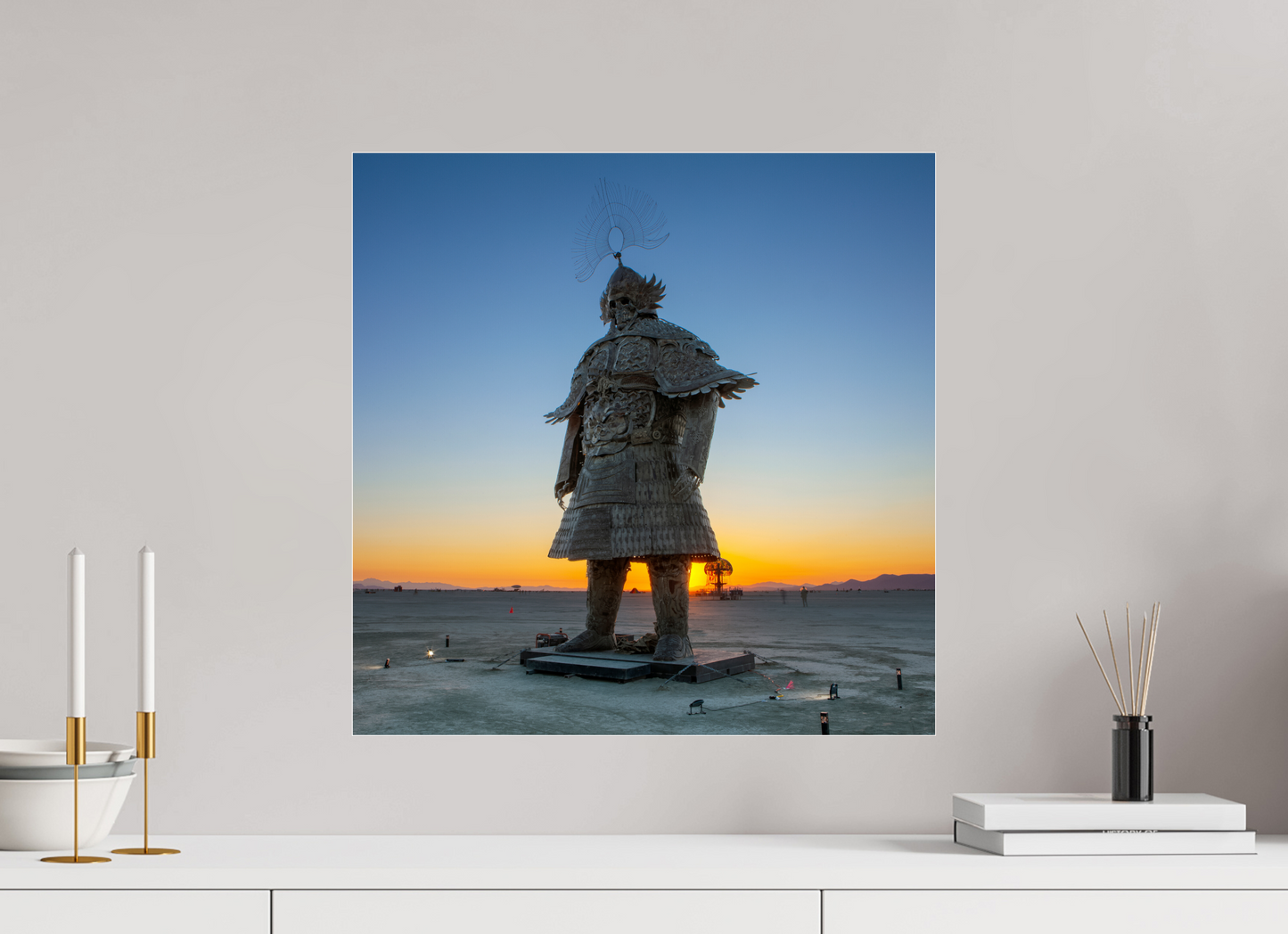 20 x 20″, Frameless Acrylic Glass Burning Man - The Samurai