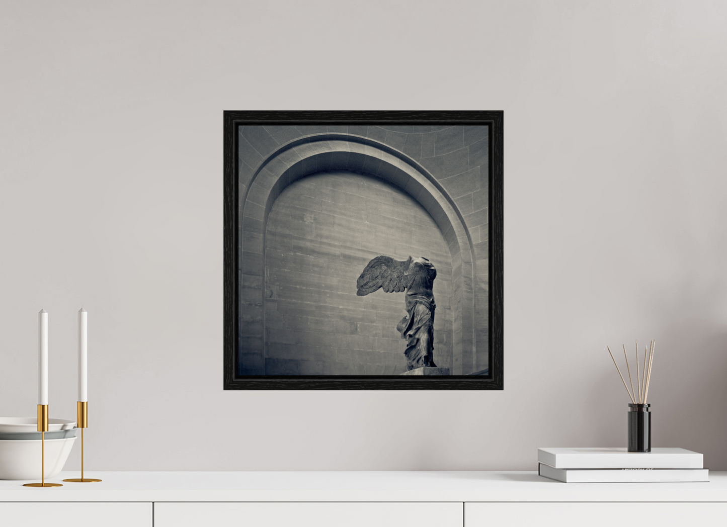 15 x 15″, Floater Frame Winged Victory of Samothrace