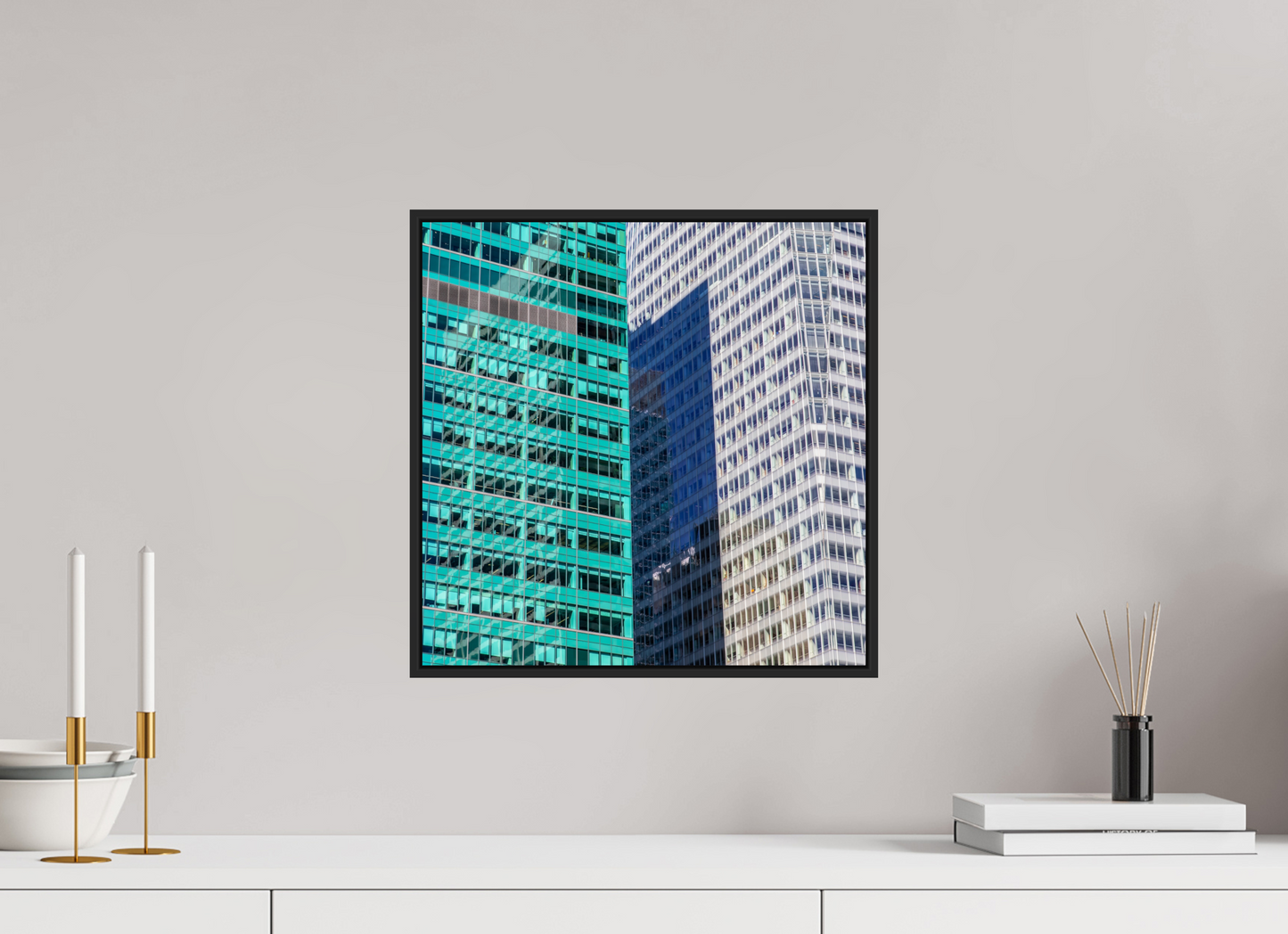 Green and White Office Buildings