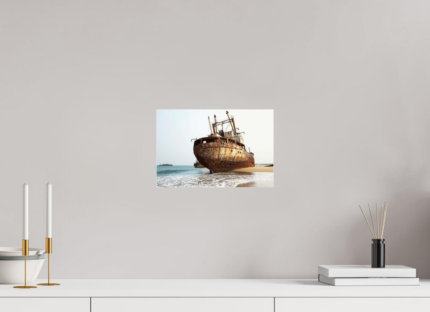 12 x 8″, Frameless Acrylic Glass Grounded Ships Angola