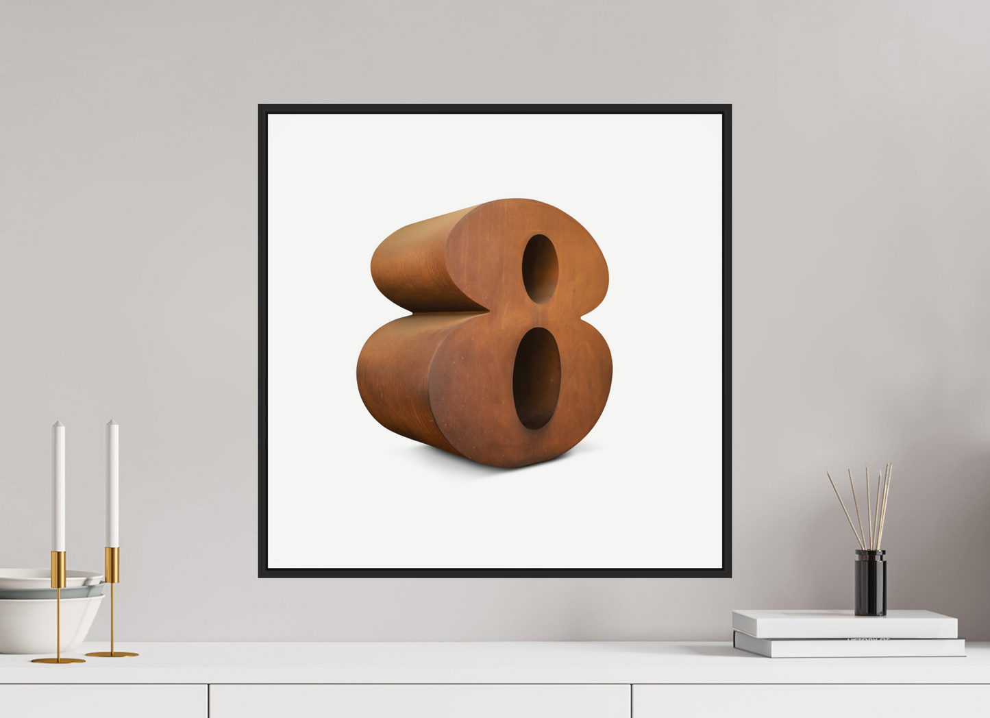 20 x 20″, Black Matte Frame, No Border Number 8