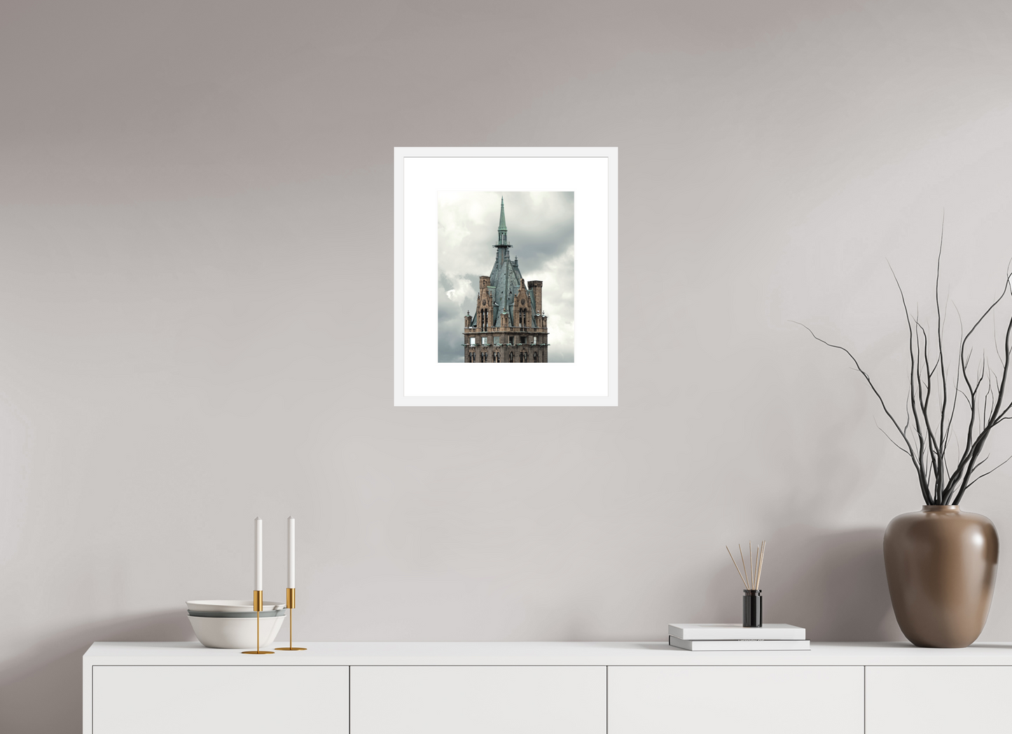 12 x 15″, Solid 0.8" White Wood Frame With 3" Natural White Passe-Partout with Museum Glass The Sherry Netherland Hotel