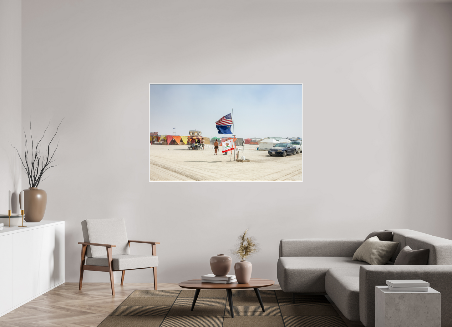 Burning Man - Woman and Flags