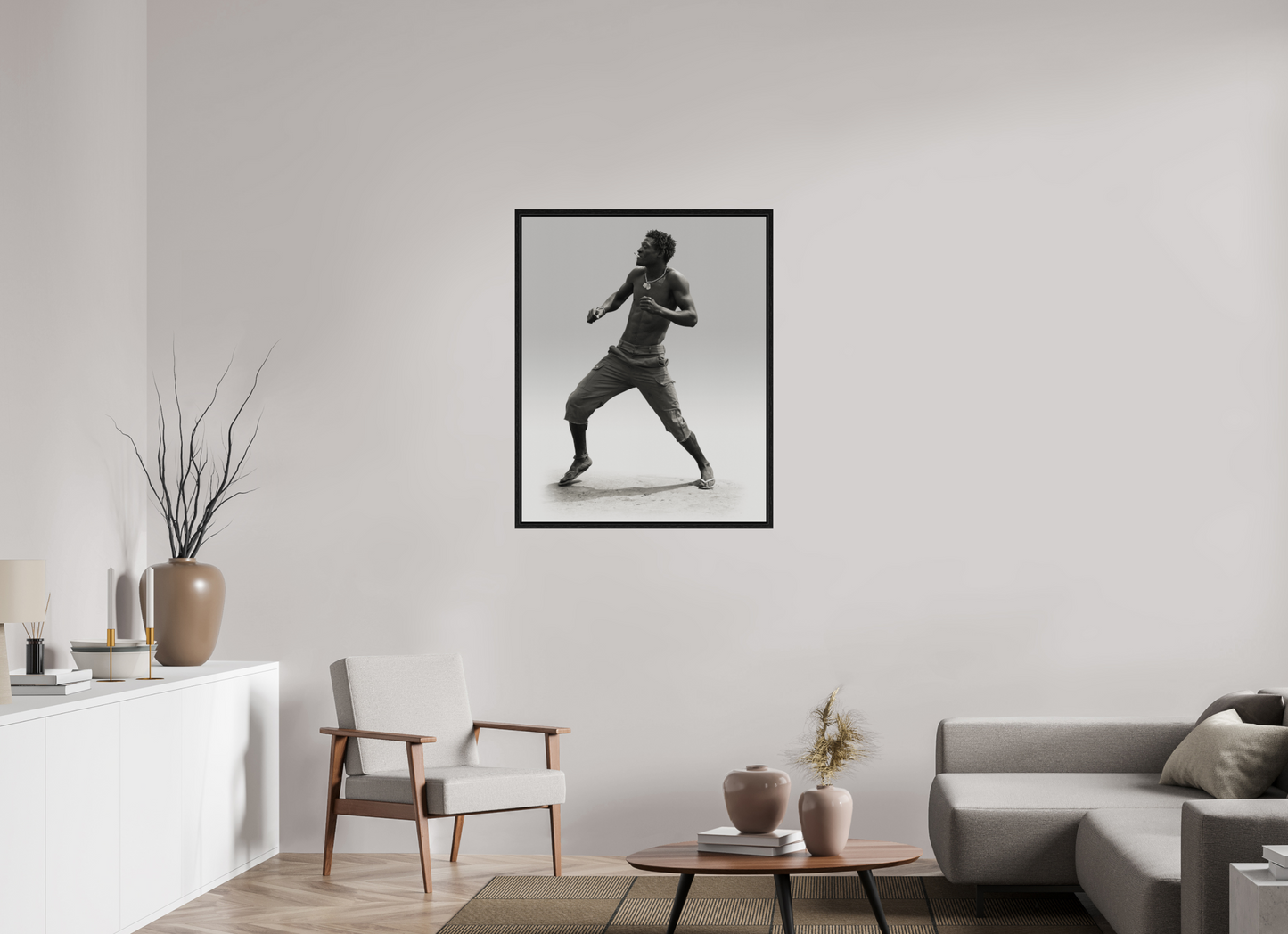 31 x 38.7″, Floater Frame Angolan Man Dancing