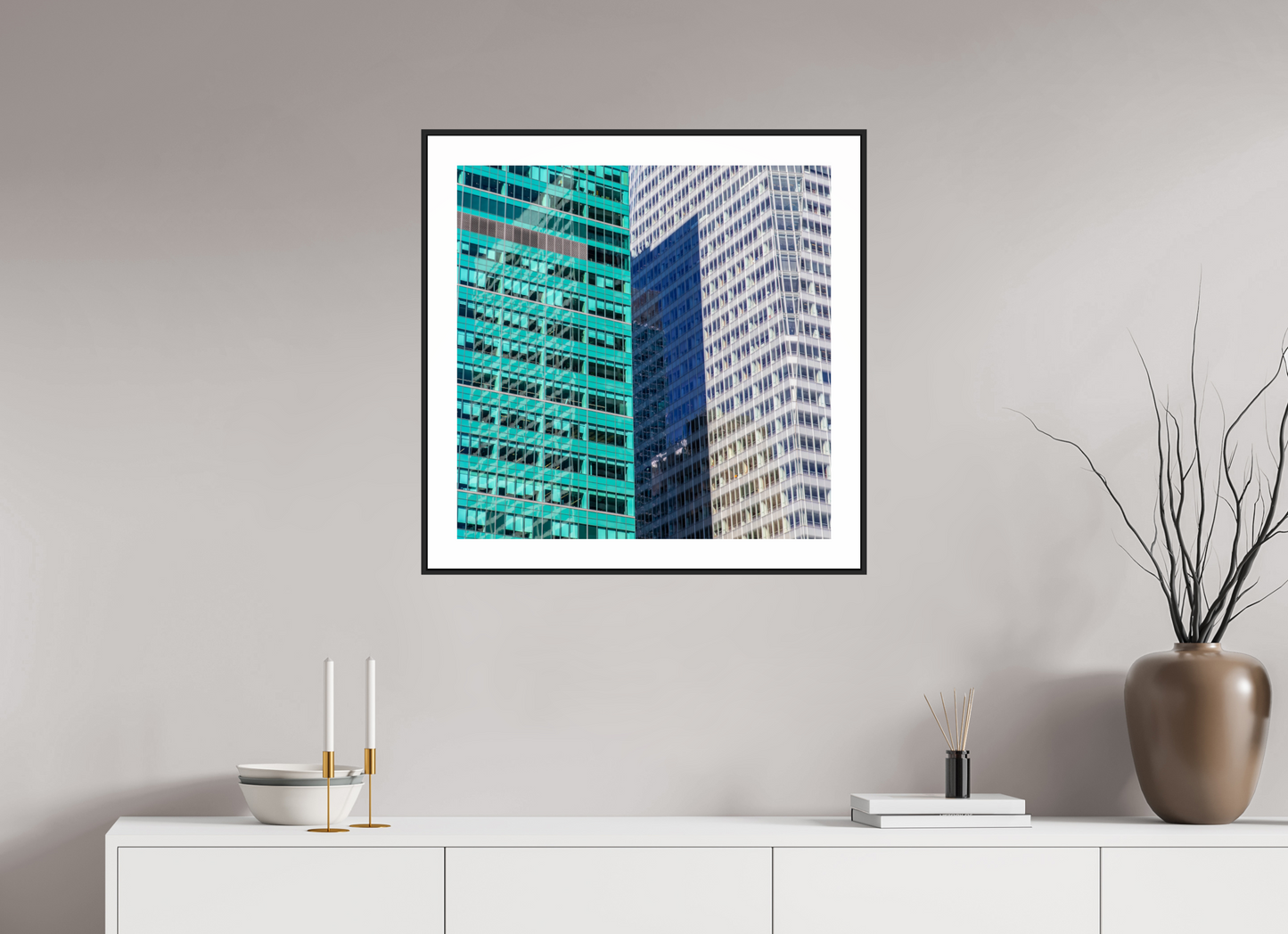 Green and White Office Buildings