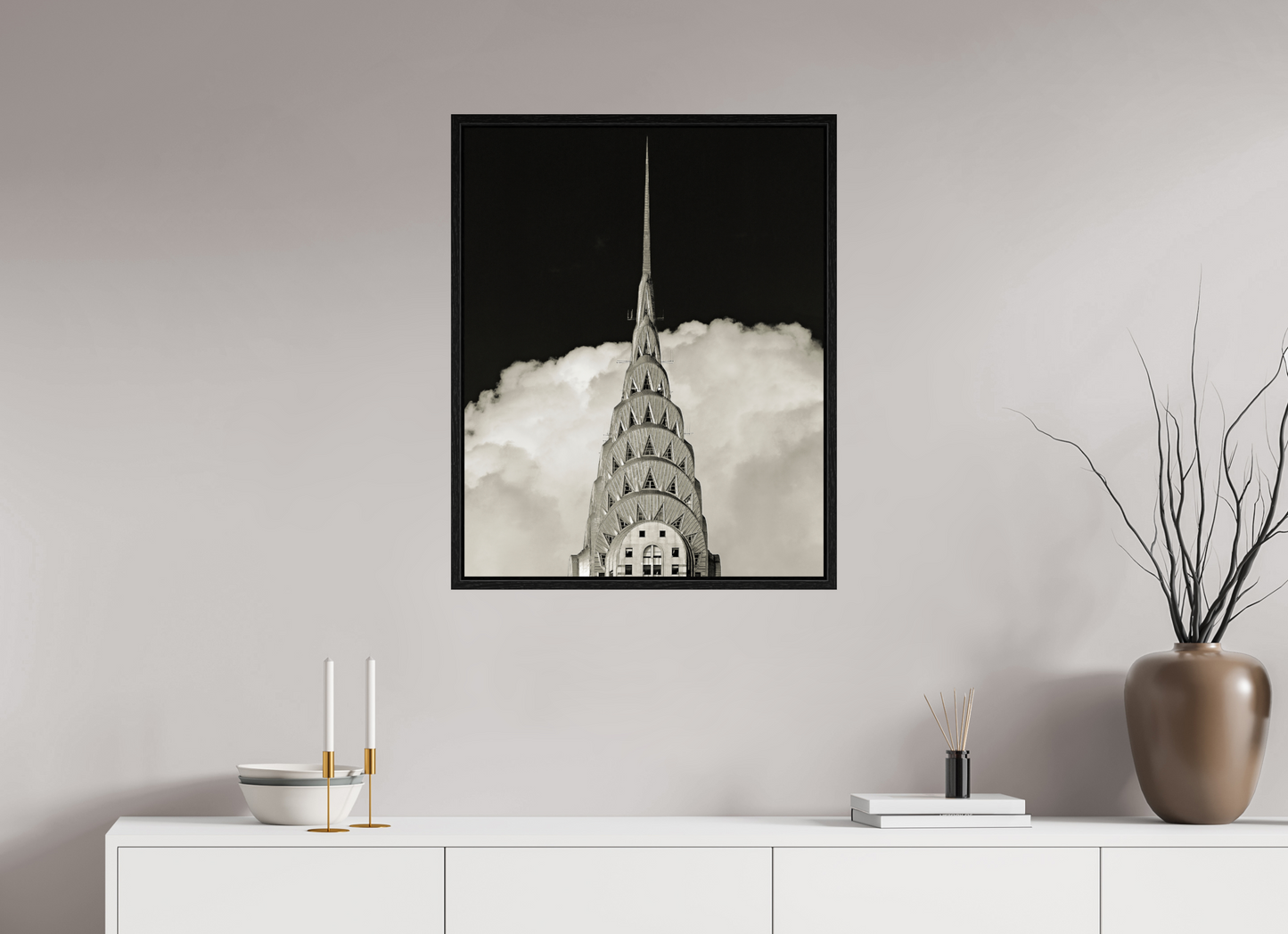 24 x 30″, Floater Frame Chrysler Building Against Clouds
