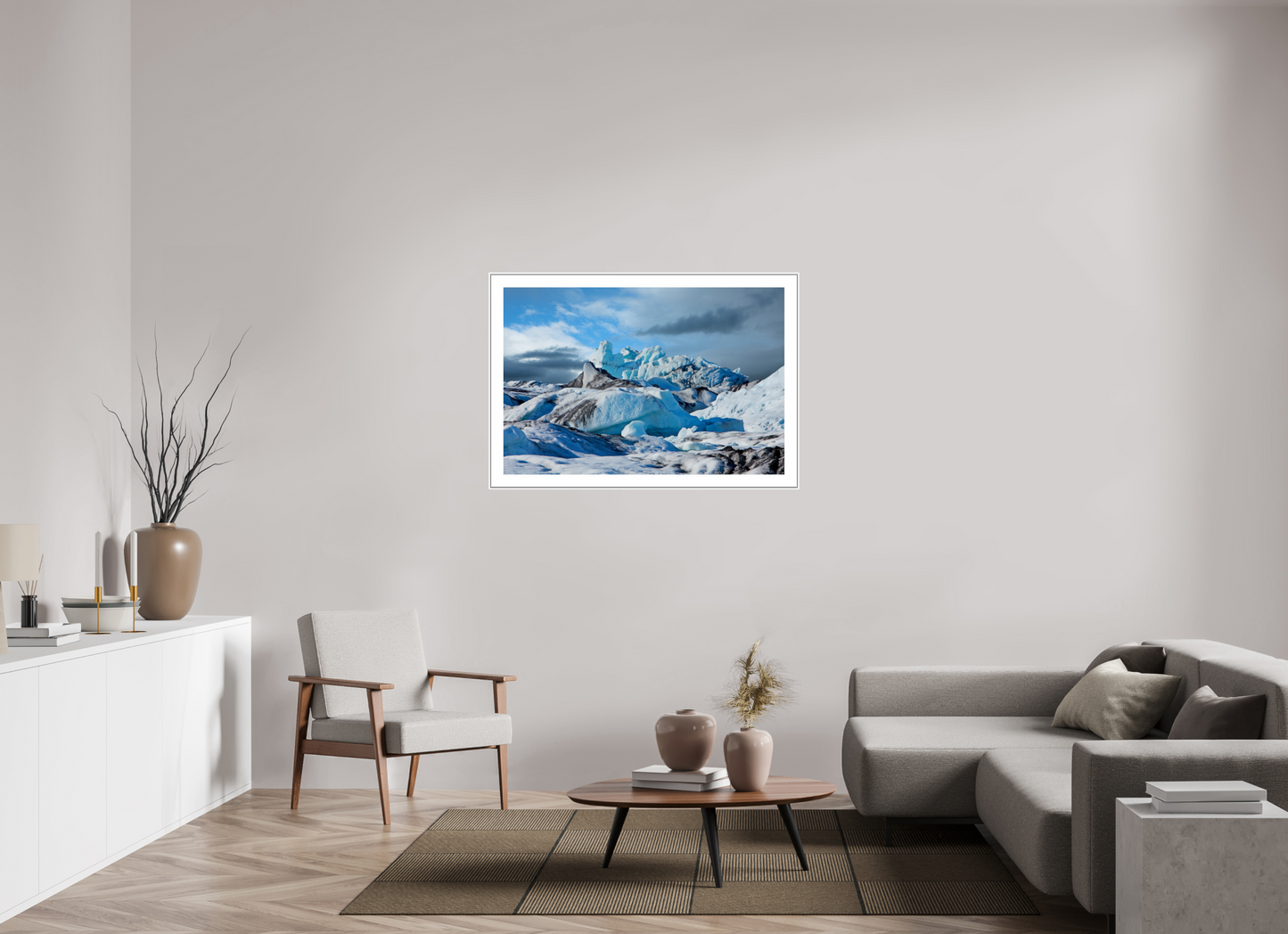 45 x 30″, White Matte Frame Iceland Icebergs
