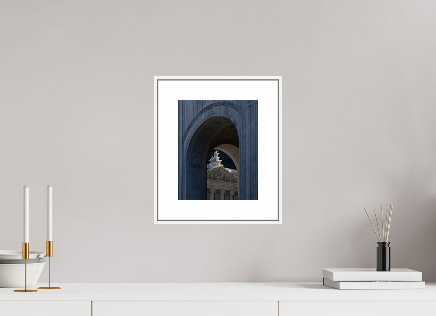 8 x 10″, White Matte Frame Arches with Sculptures