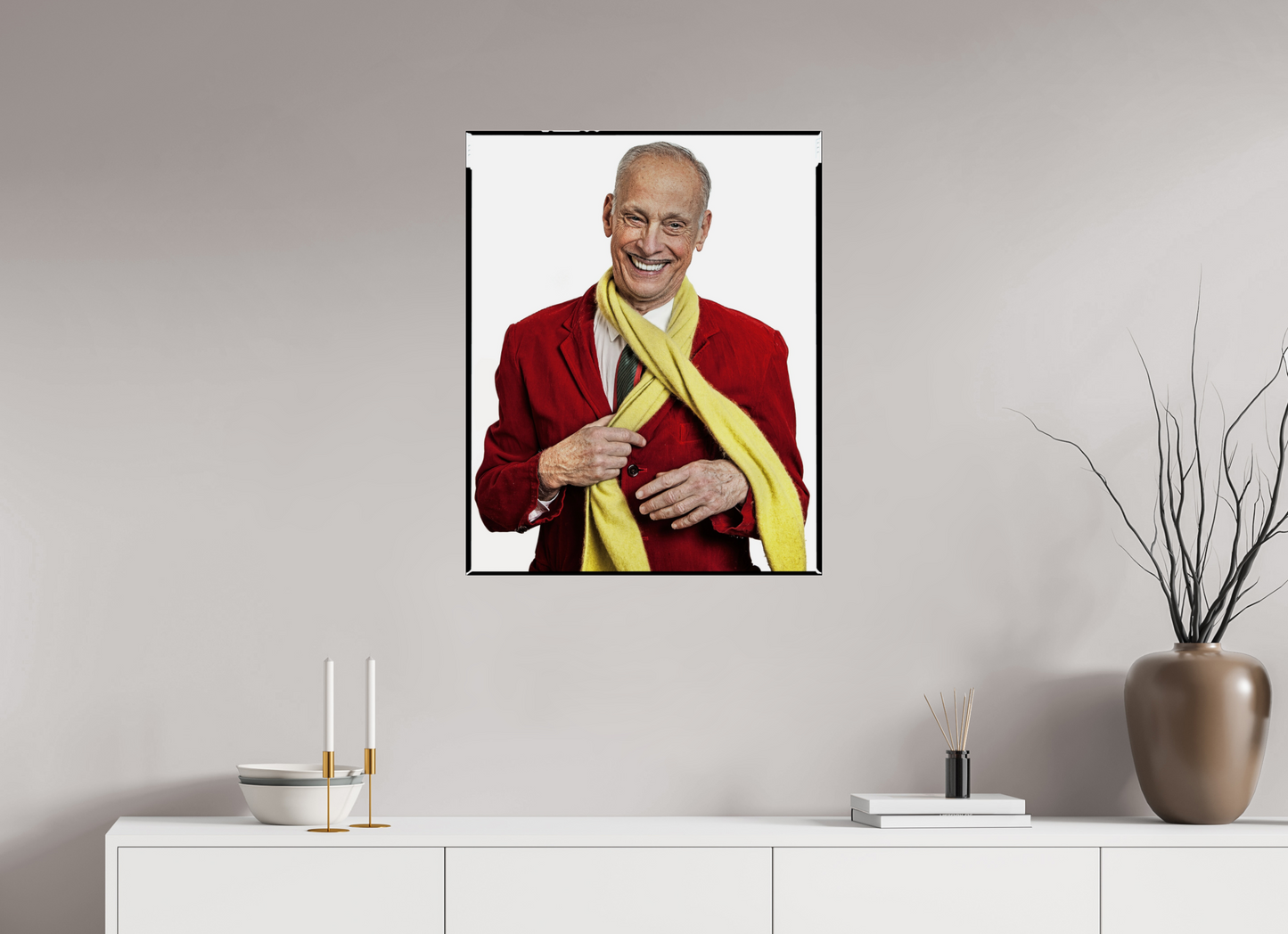 24 x 30″, Frameless Acrylic Glass Director John Waters in Red Jacket