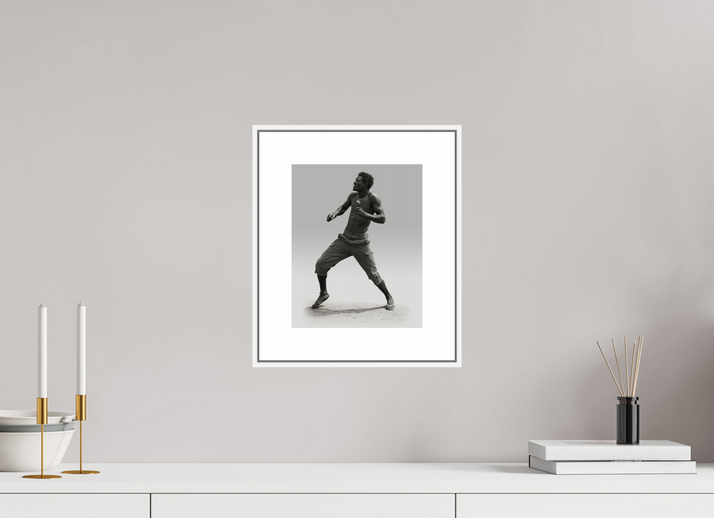 8 x 10″, White Matte Frame Angolan Man Dancing