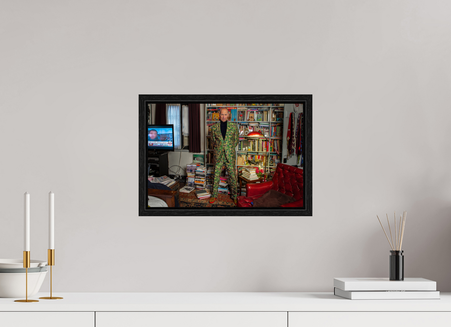 15 x 10″, Floater Frame Director John Waters in his Bedroom with TV