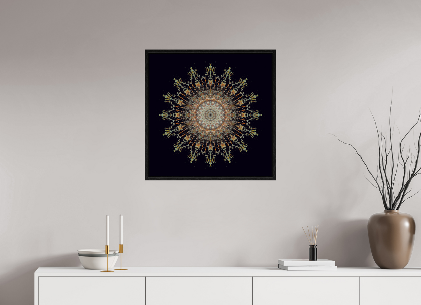 25 x 25″, Floater Frame Water Mandala No. 4092