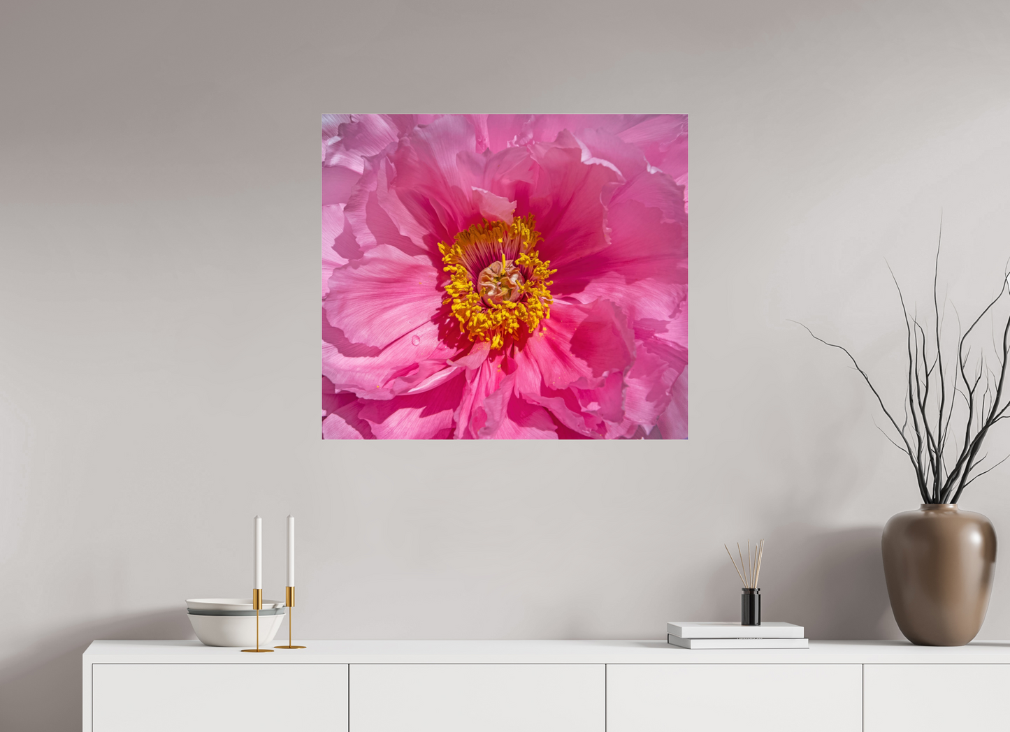 31.5 x 28″, Frameless Acrylic Glass Pink Flower