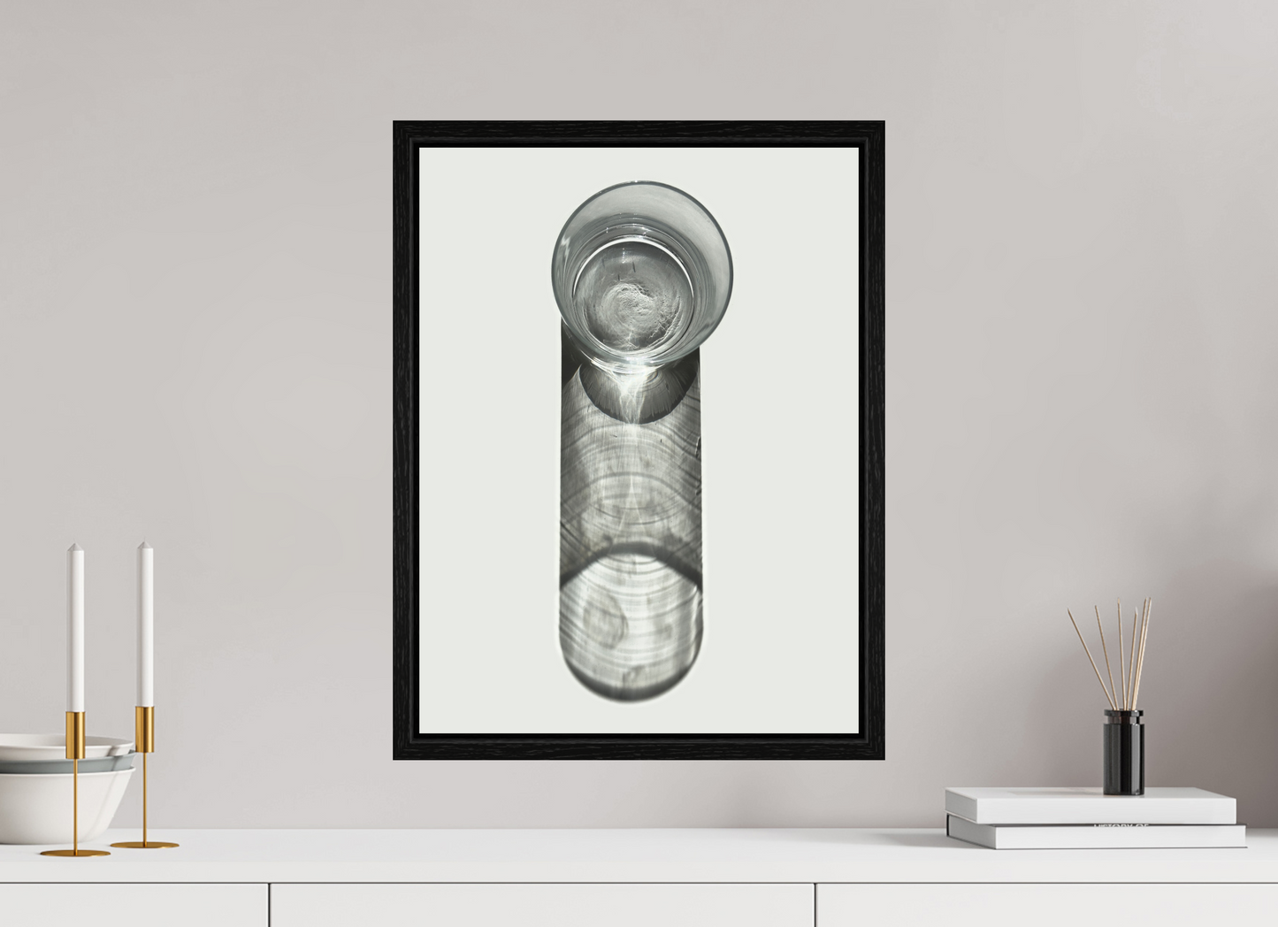 15 x 20″, Floater Frame Water Glass with Shadow