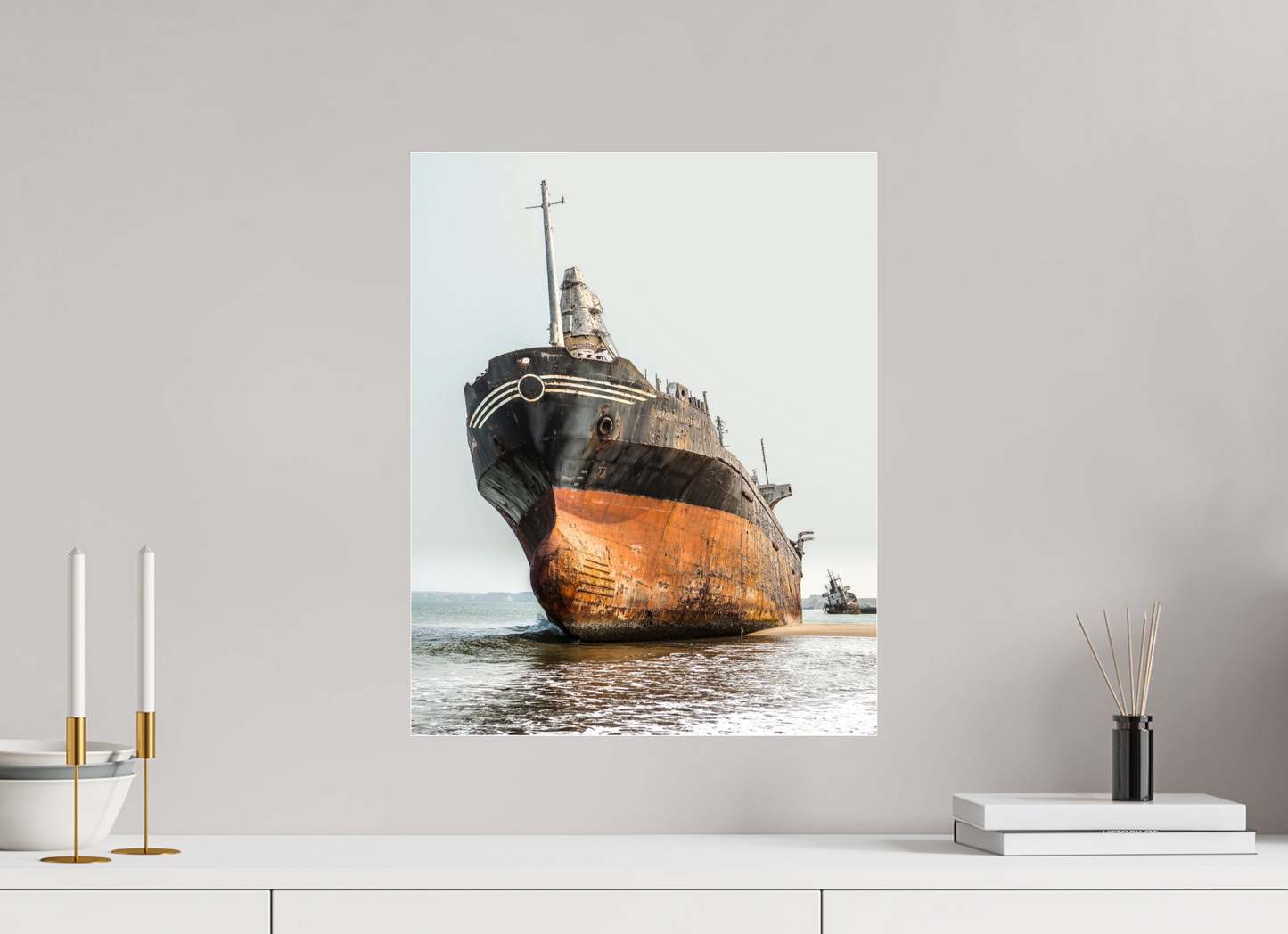 16 x 20″, Frameless Acrylic Glass Grounded Ship Angola