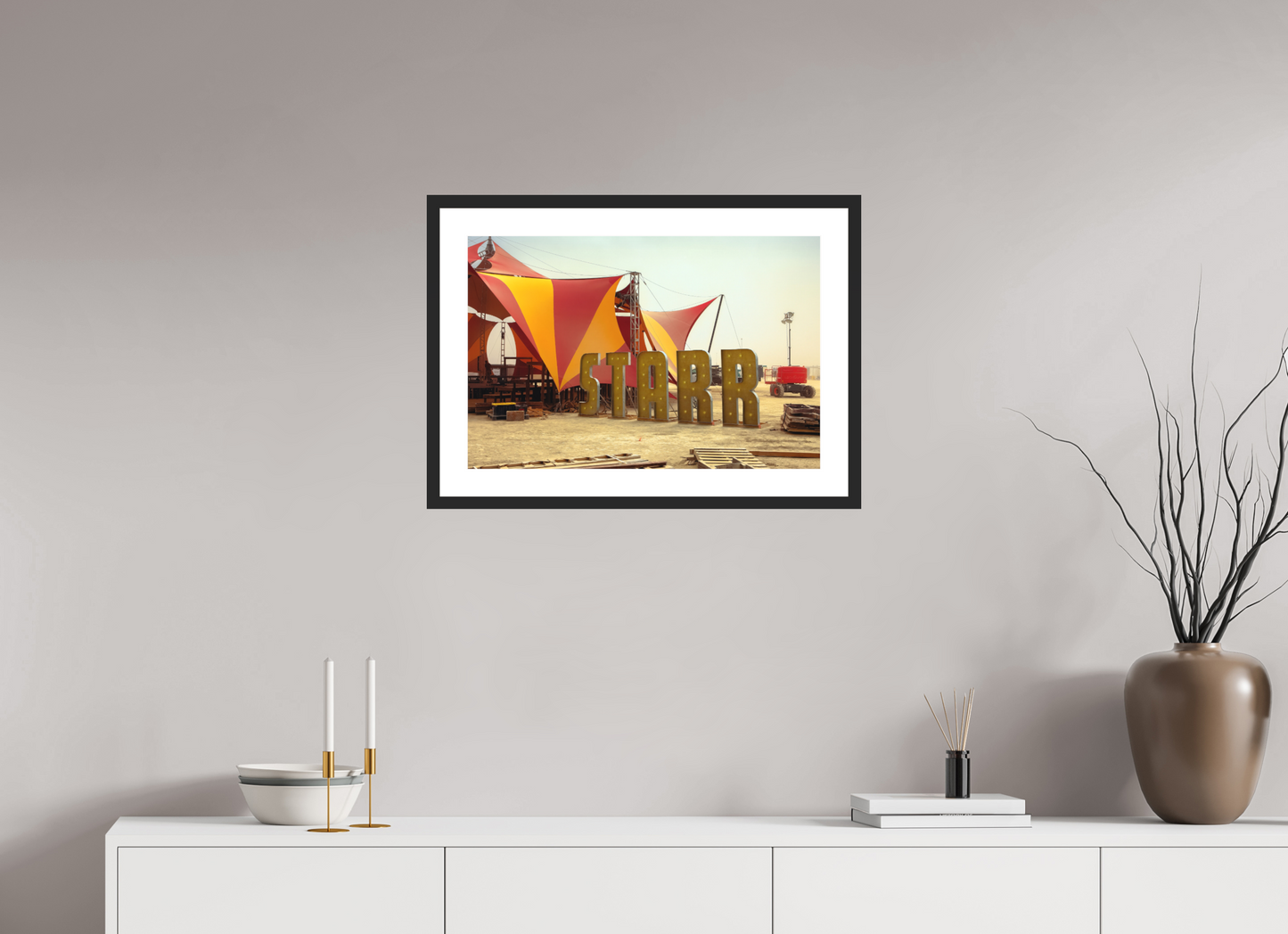 24 x 16″, Solid 0.8" Black Wood Frame With 2" Natural White Passe-Partout with Museum Glass Starr