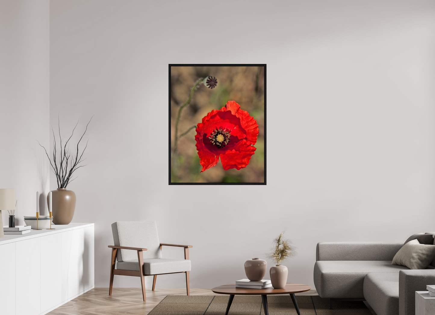 35 x 43.7″, Floater Frame Poppy