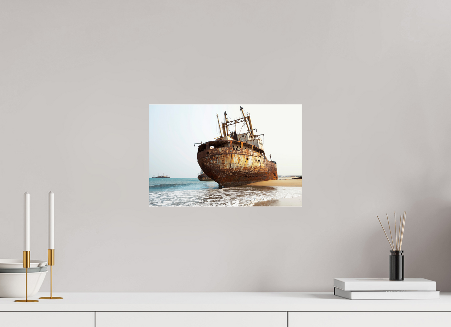 15 x 10″, Frameless Acrylic Glass Grounded Ships Angola