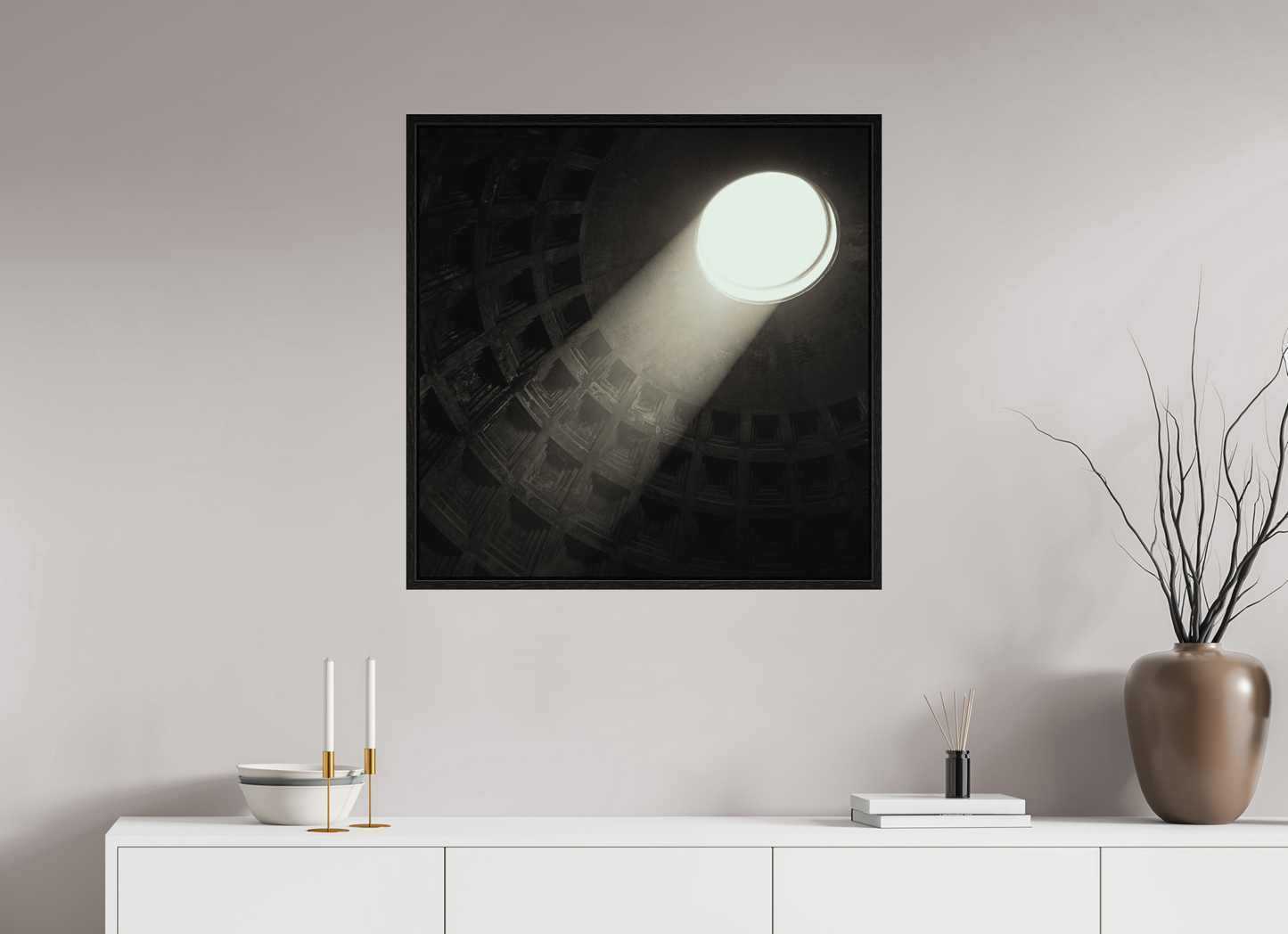 30 x 30″, Floater Frame Pantheon Ceiling