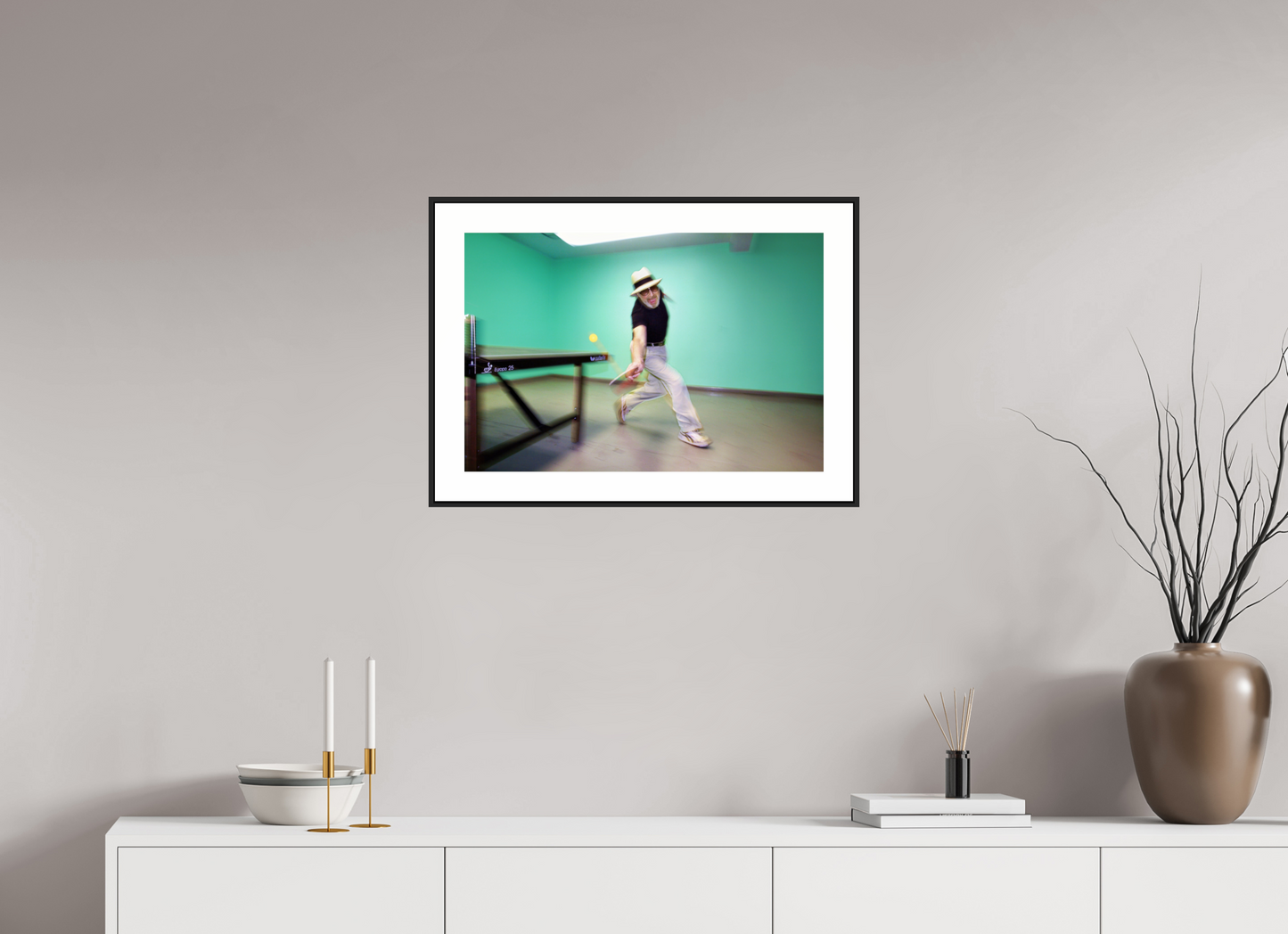 24 x 16″, Black Matte Frame Marty Reisman