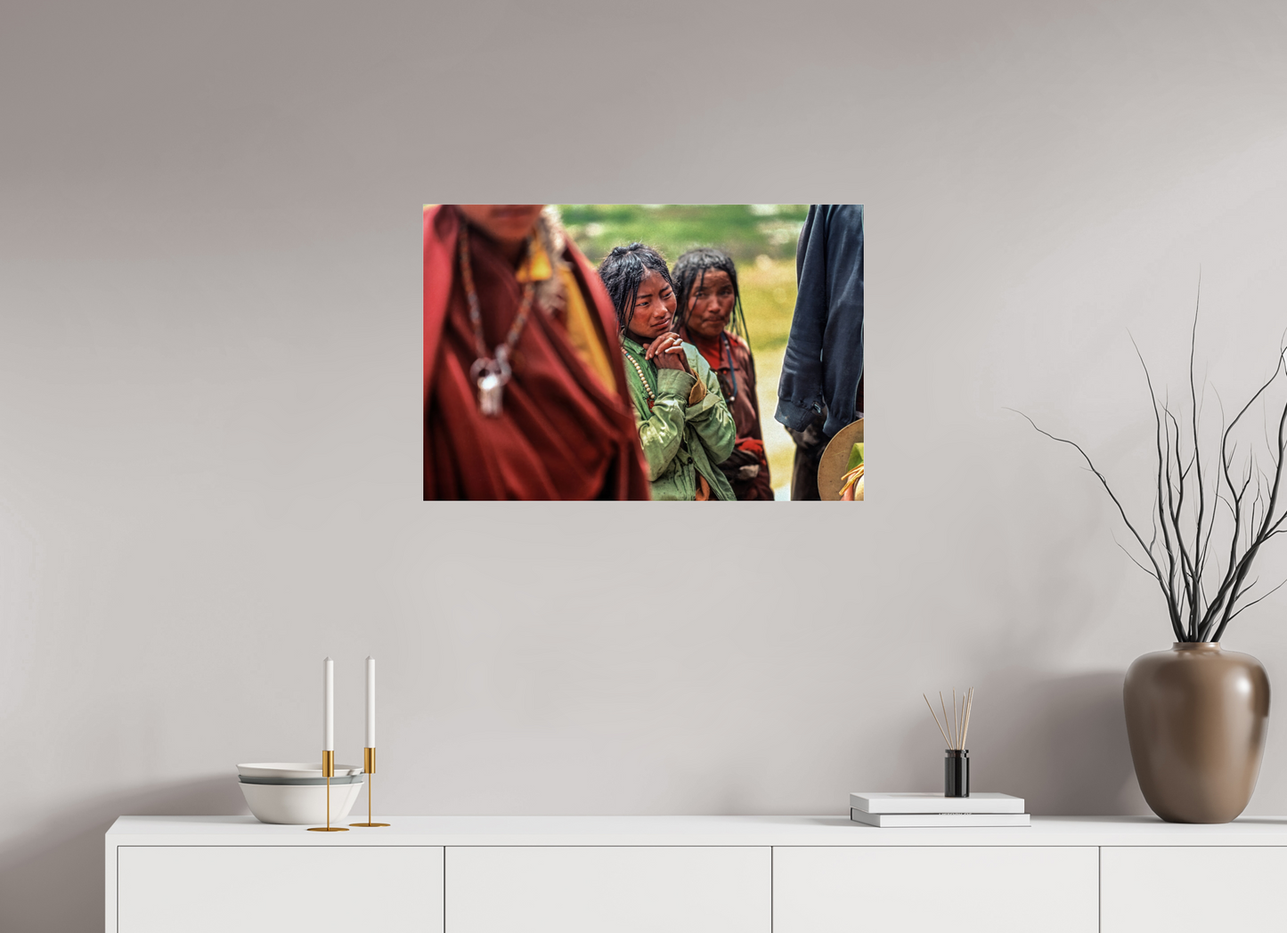 29.7 x 20″, Frameless Acrylic Glass Tibetan Girl in Green Jacket