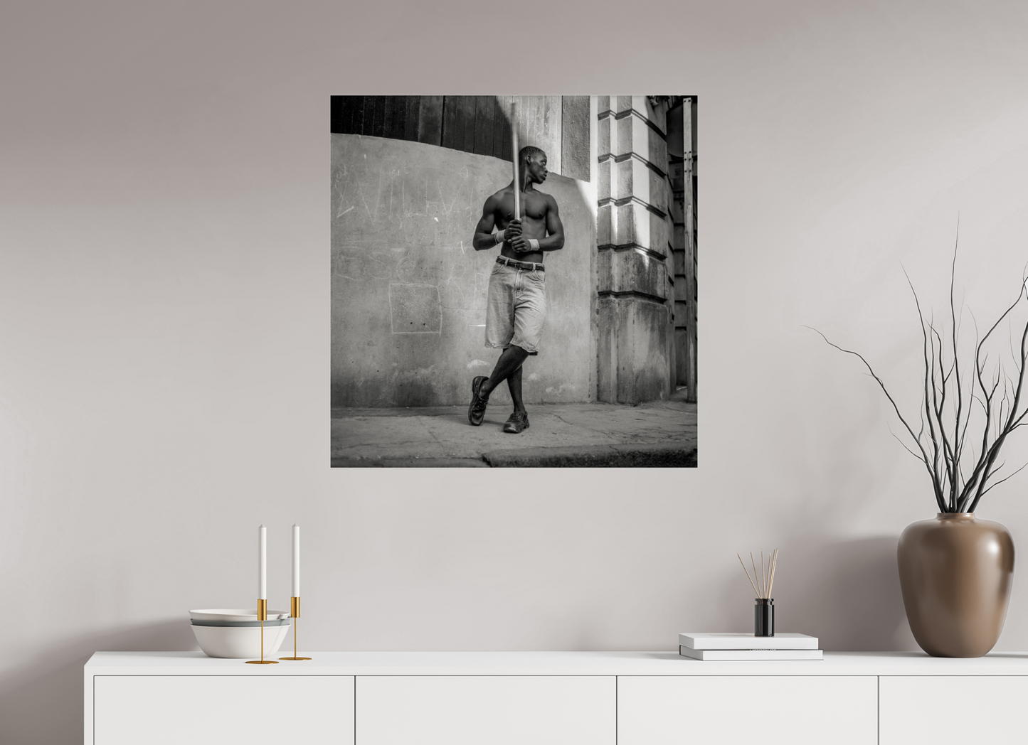 31 x 31.5″, Frameless Acrylic Glass Cuban Boy Playing Stickball