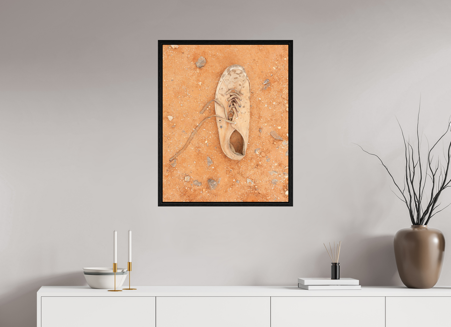 24 x 30″, Floater Frame Shoe on the Ground - Angola