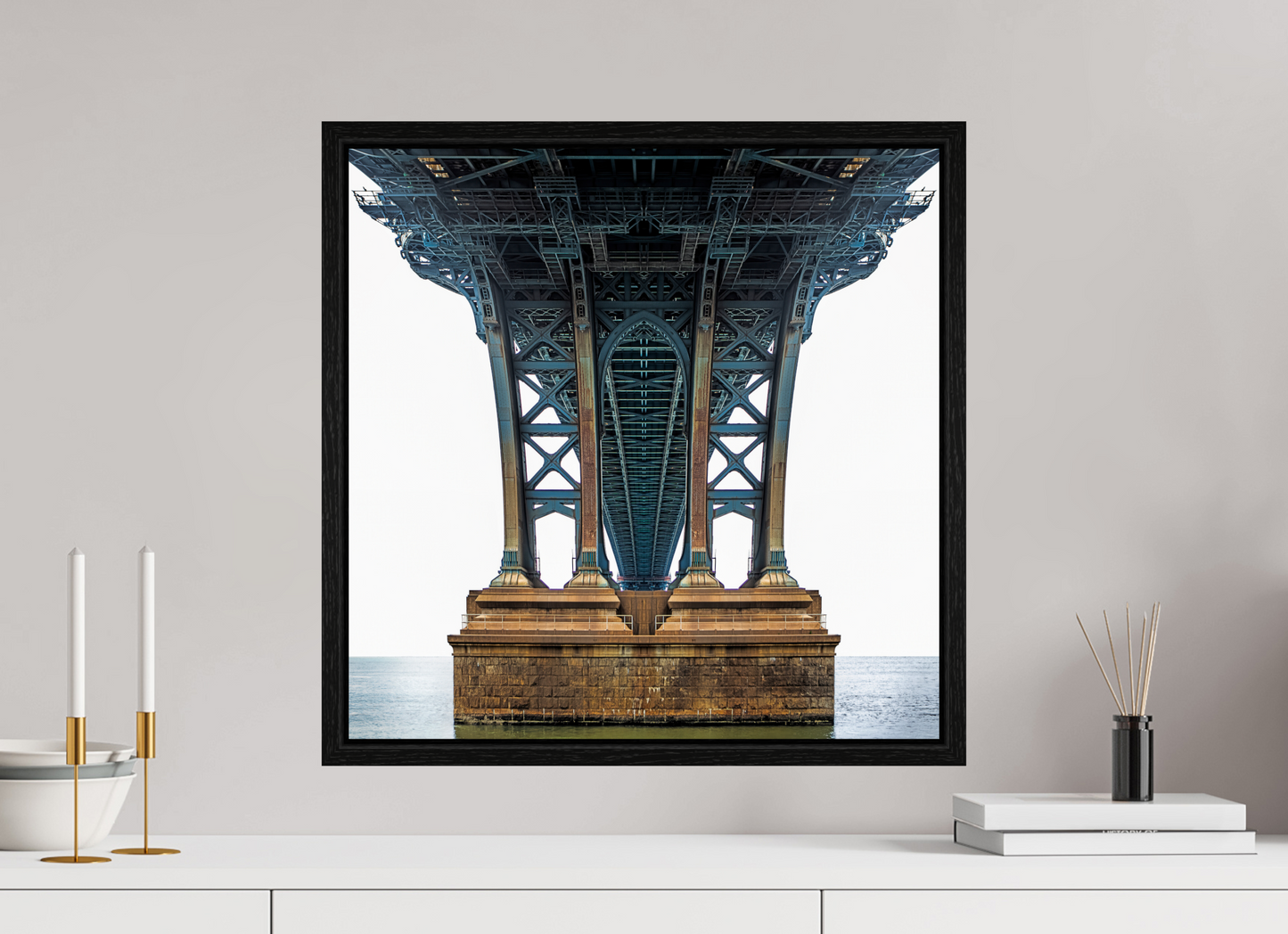20 x 20″, Floater Frame Manhattan Bridge