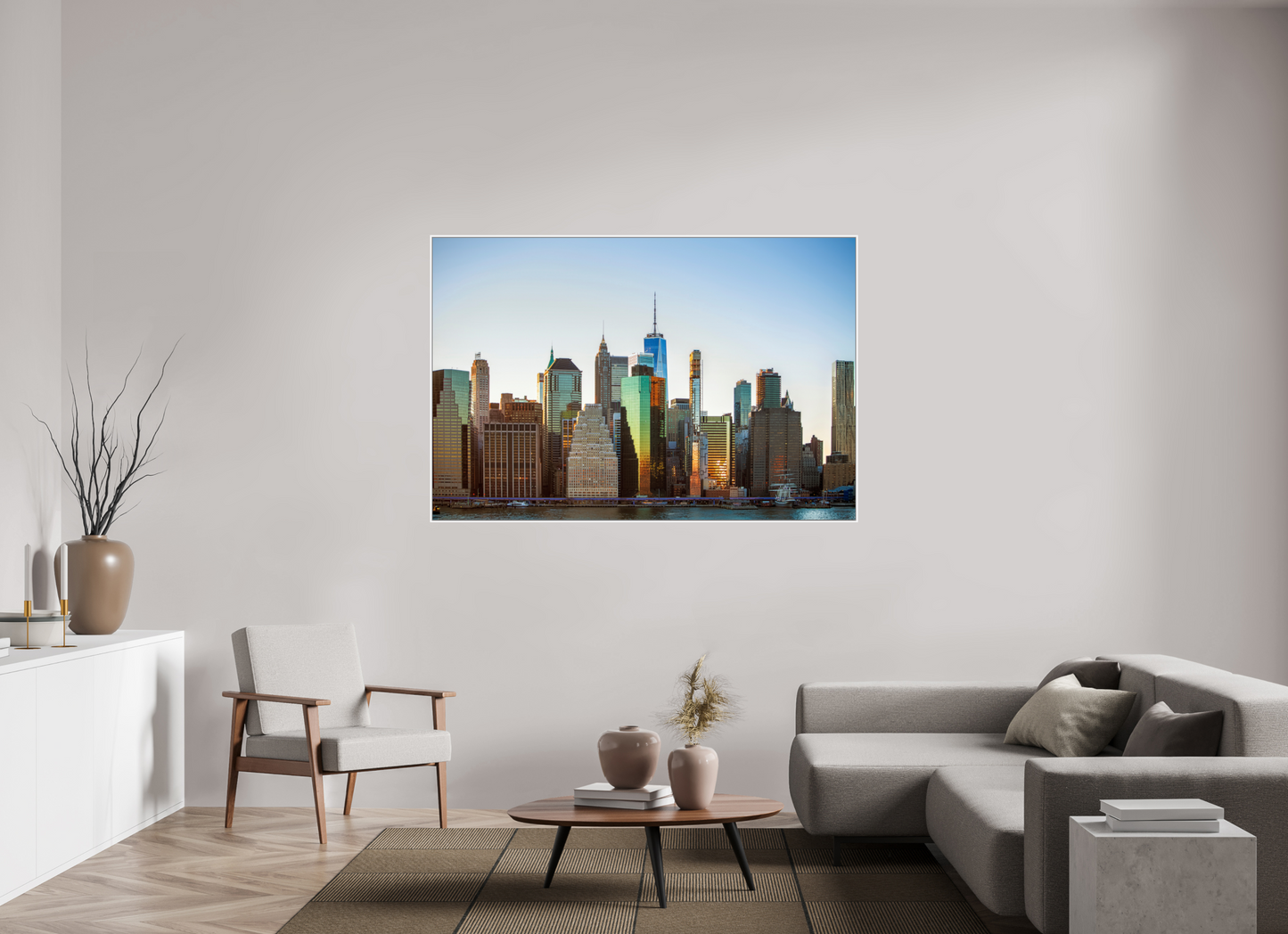 66 x 44″, White Matte Frame, No Border Lower Manhattan