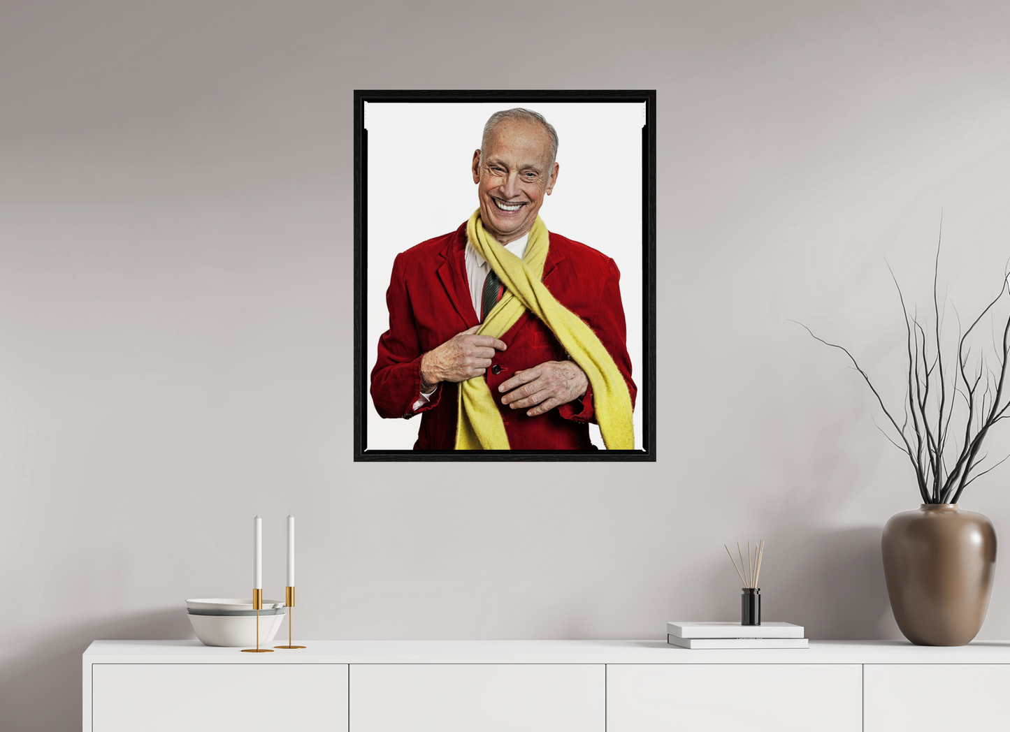 24 x 30″, Floater Frame Director John Waters in Red Jacket