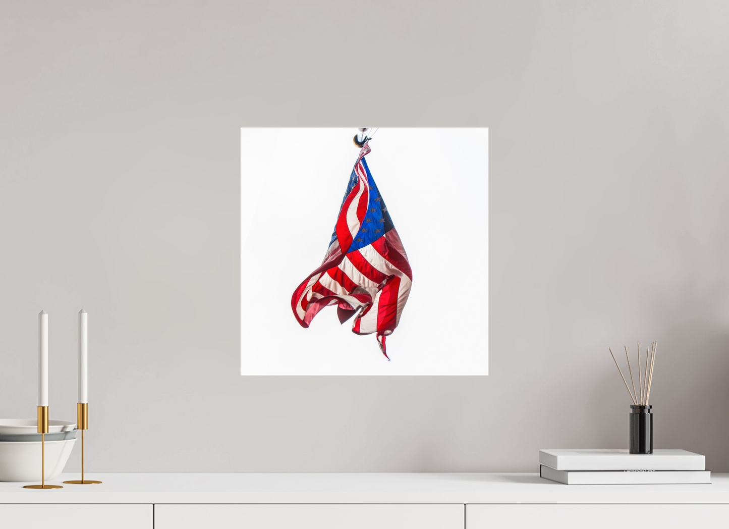 15 x 15″, Frameless Acrylic Glass Crumpled USA Flag