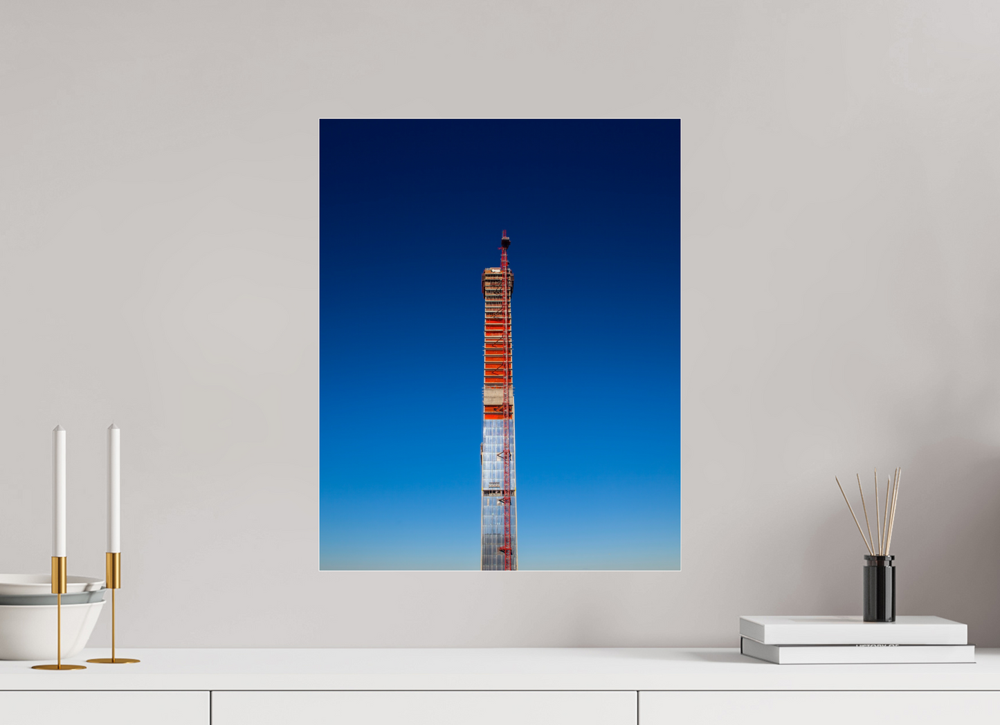 16 x 20″, Frameless Acrylic Glass Steinway Tower Under Construction