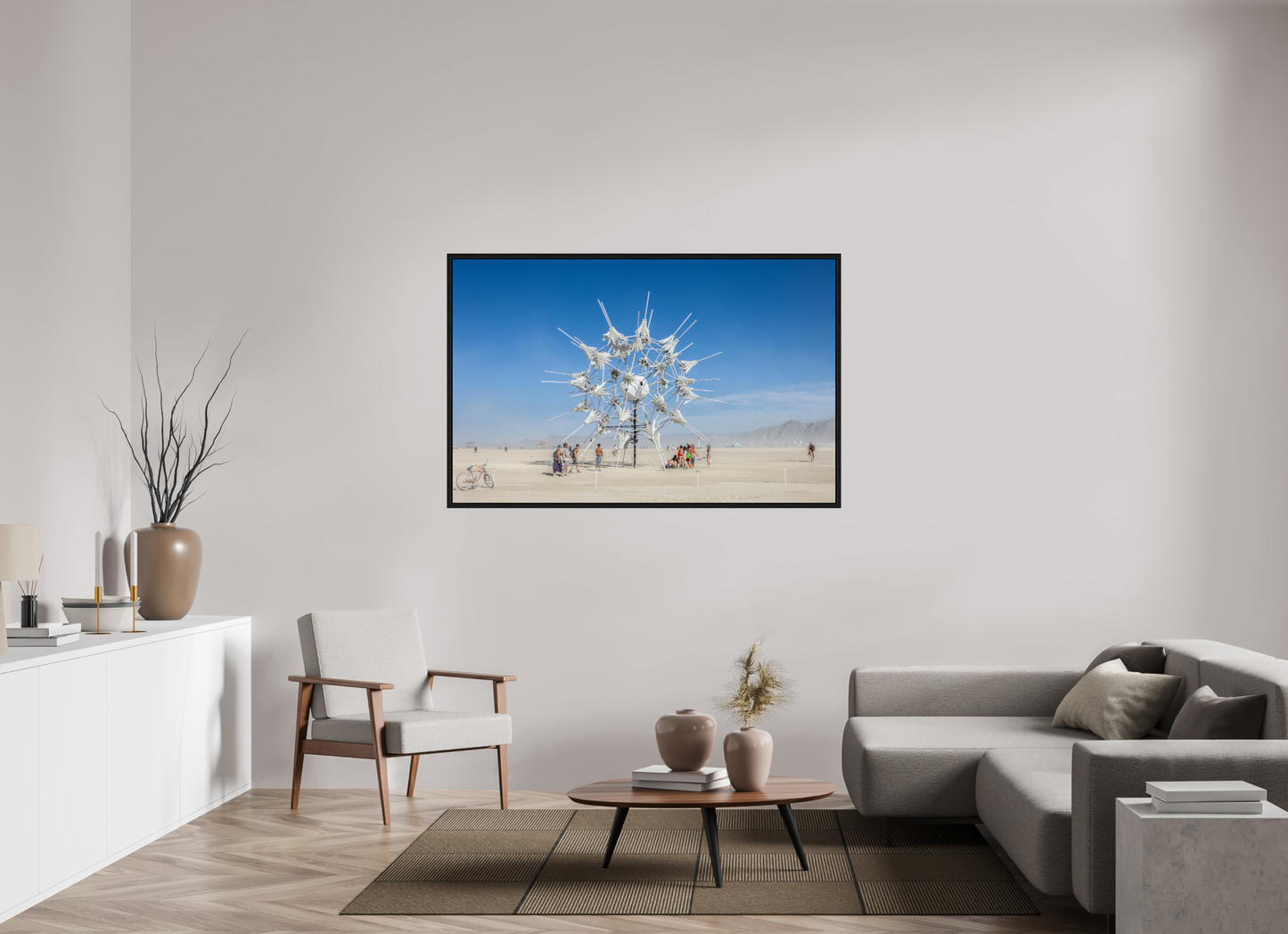 61.3 x 39″, Floater Frame Burning Man - Gathering at Radia Lumia