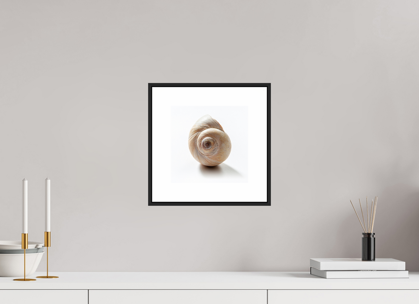 8 x 8″, Black Matte Frame Large Sea Shell