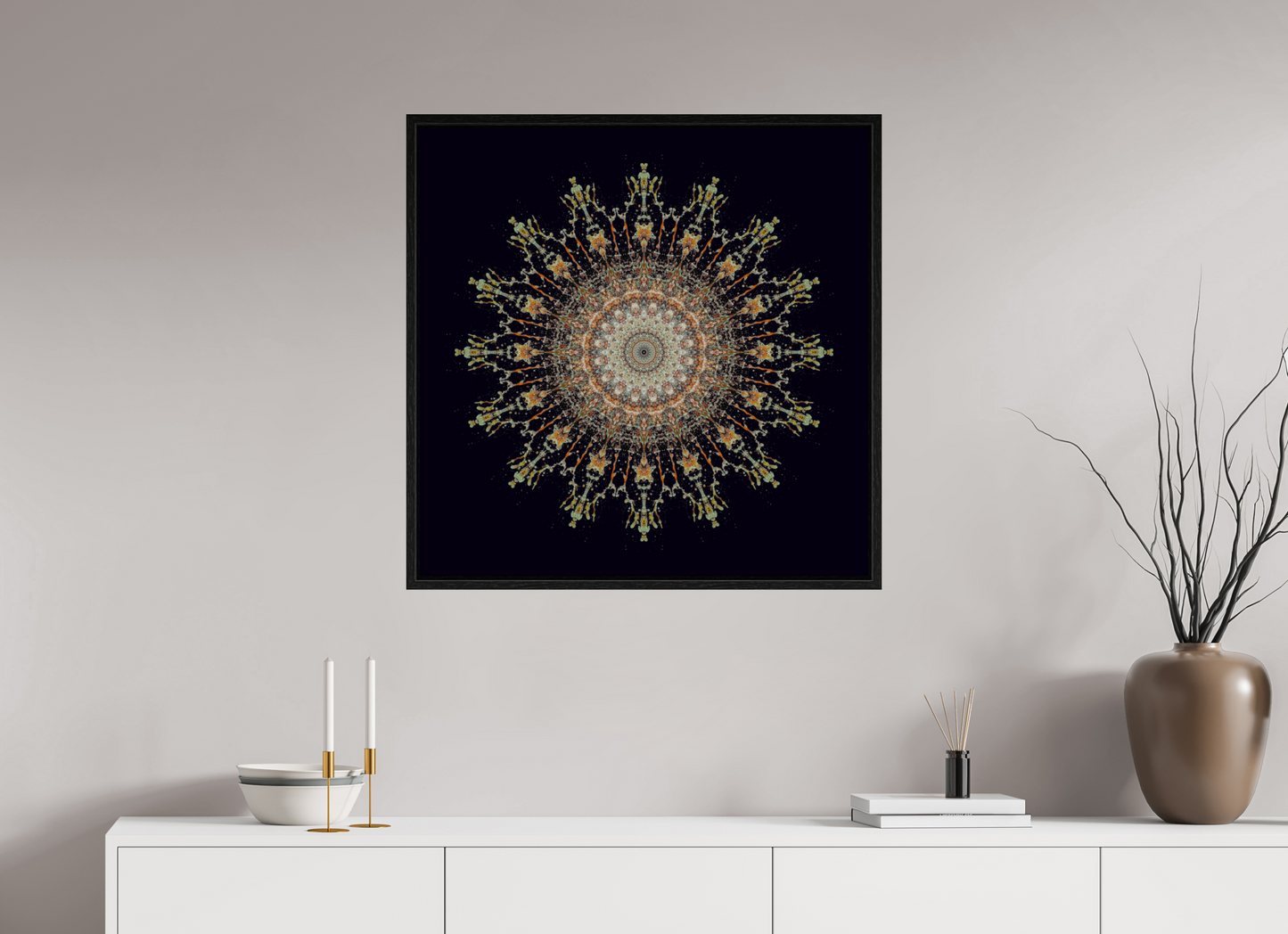 30 x 30″, Floater Frame Water Mandala No. 4092
