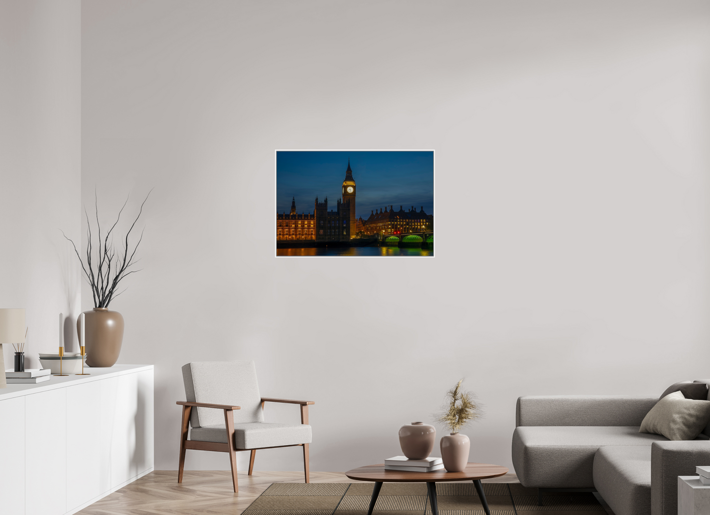 36 x 24″, White Matte Frame, No Border Big Ben