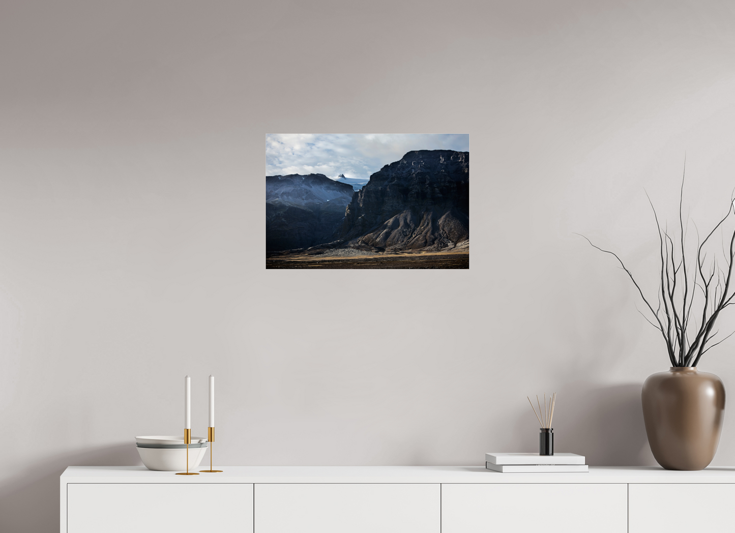 24 x 16″, Frameless Acrylic Glass Iceland Black Mountains