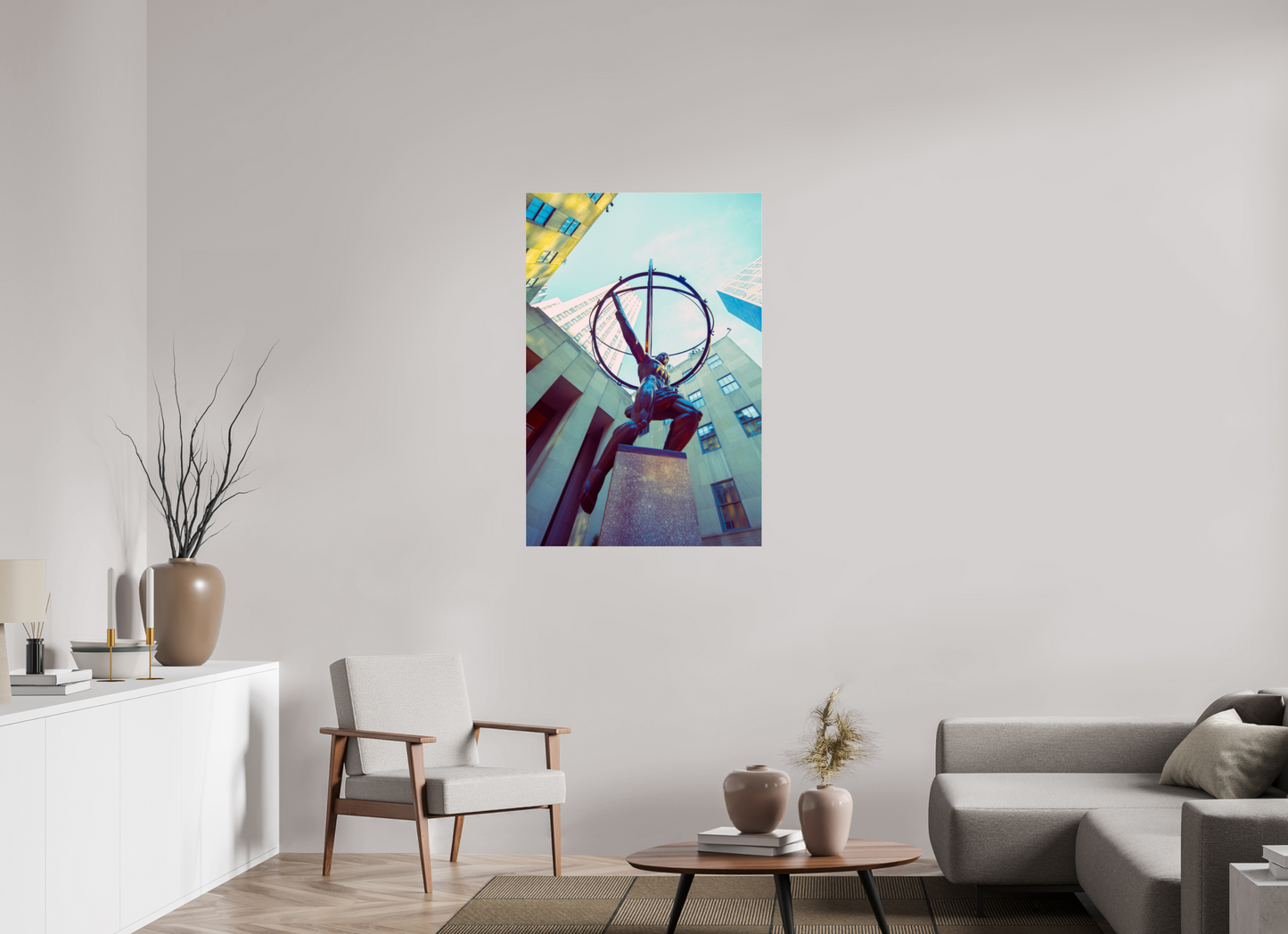 30 x 45″, Frameless Acrylic Glass Atlas Statue, NY