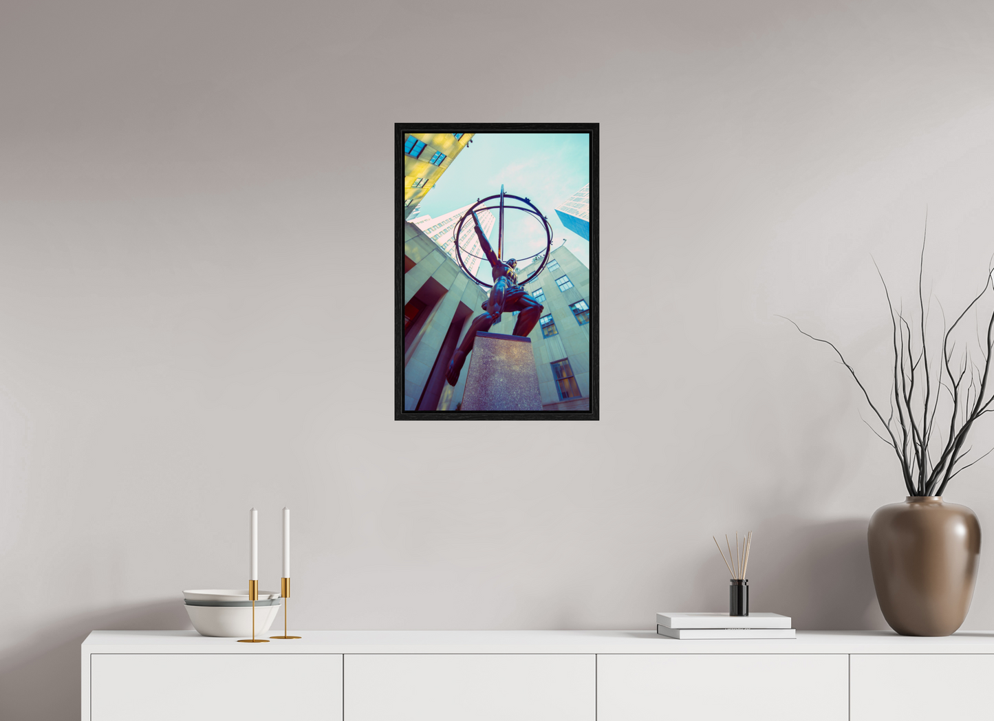 16 x 24″, Floater Frame Atlas Statue, NY