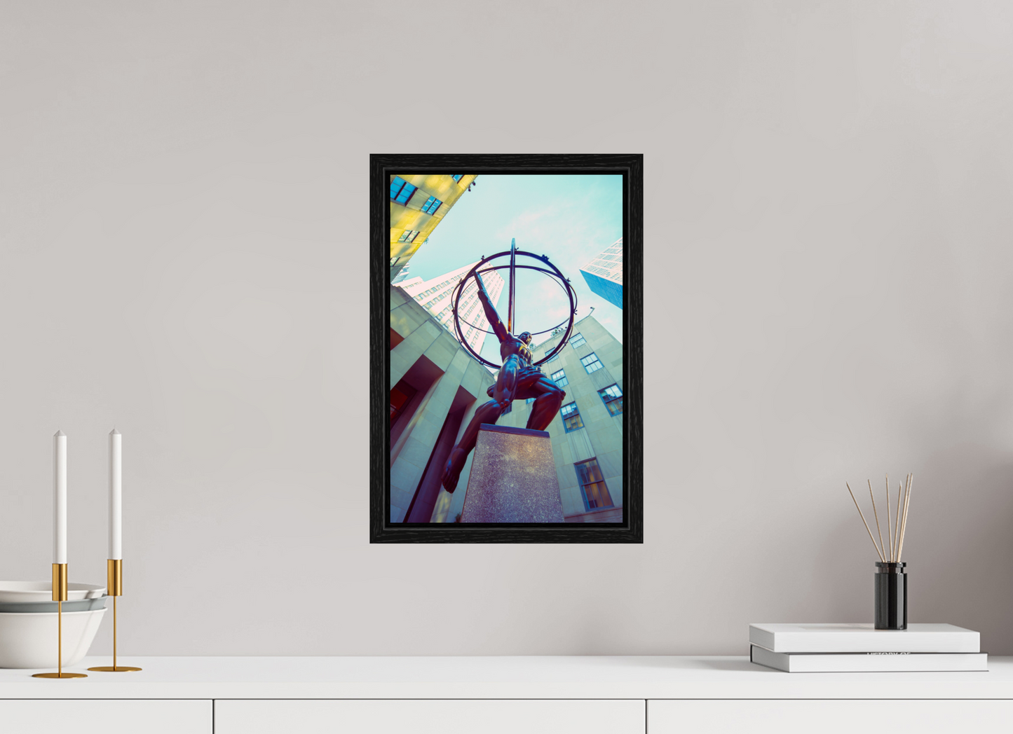10 x 15″, Floater Frame Atlas Statue, NY