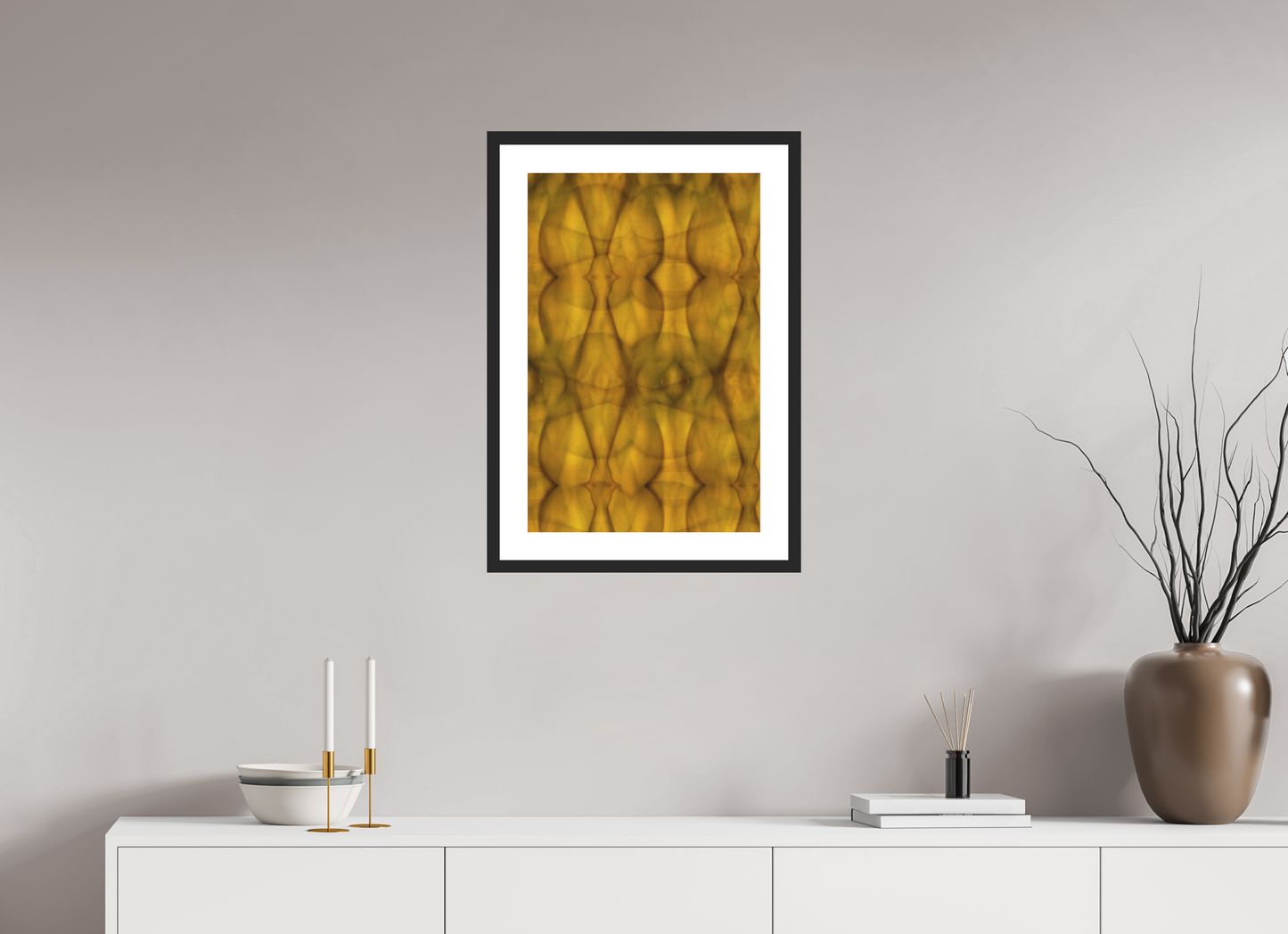 16 x 24.5″, Solid 0.8" Black Wood Frame With 2" Natural White Passe-Partout with Museum Glass Abstract No. 73