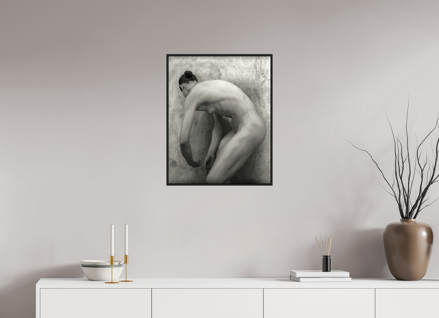 20 x 25″, Black Matte Frame, No Border Nude 60